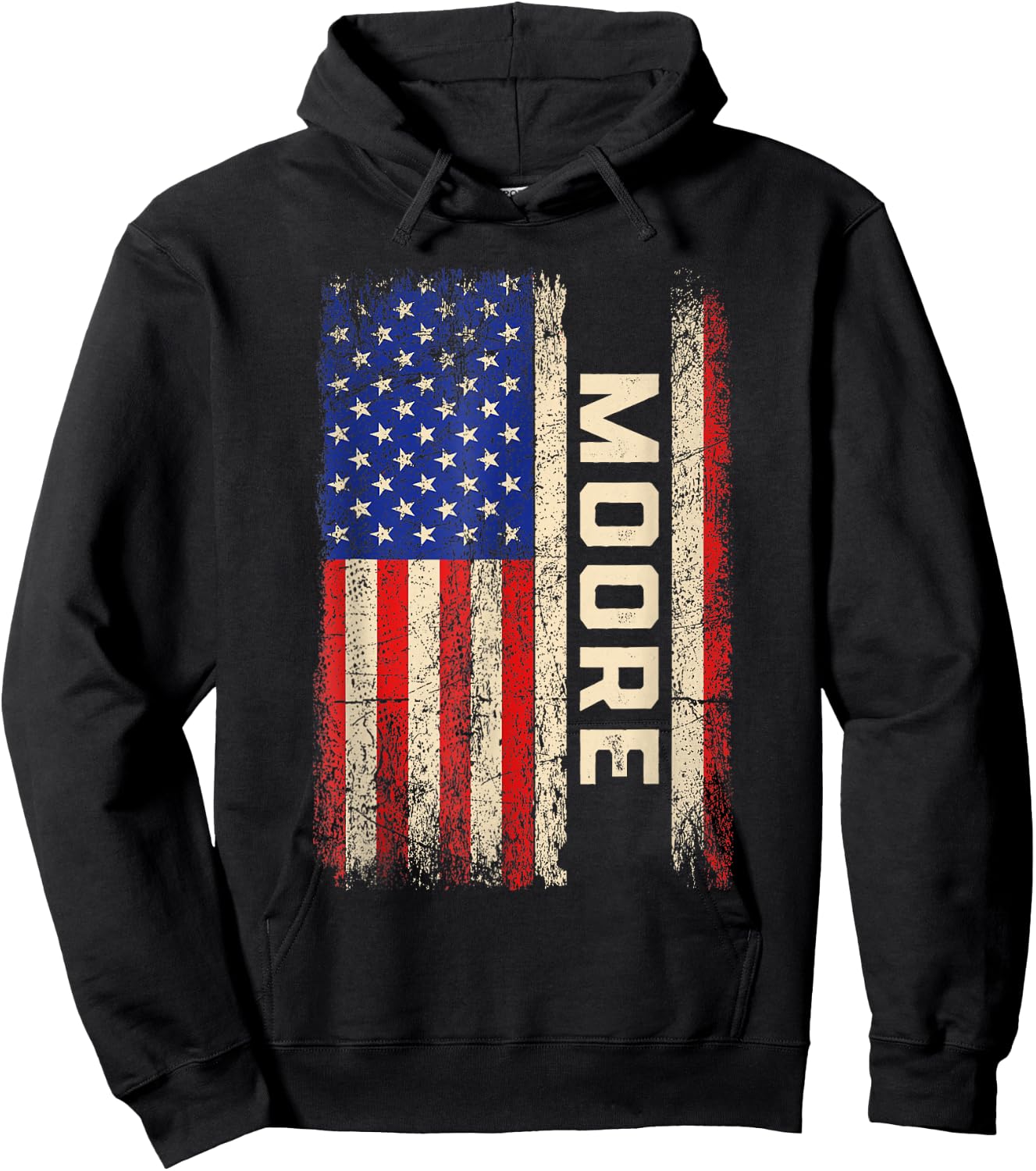 Moore Last Name Shirt Moore Name American Flag Hoodie - Hoodie | Black