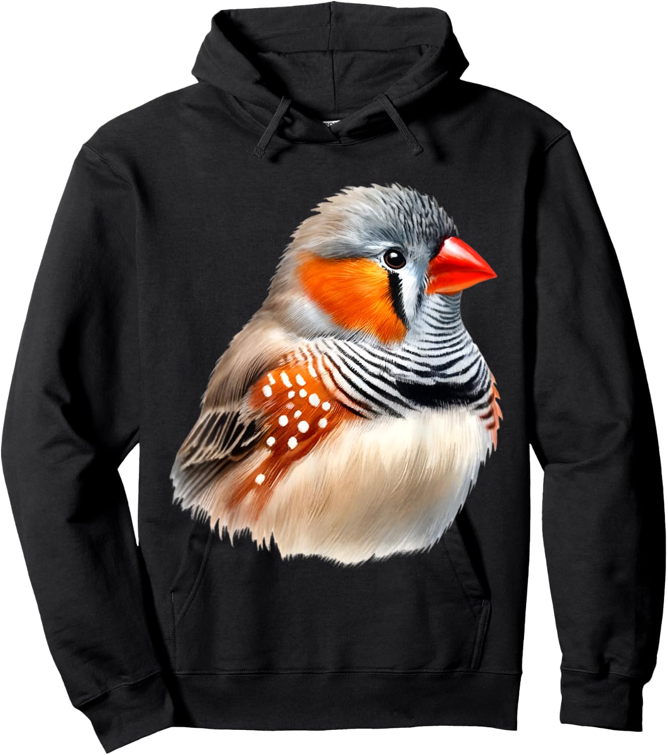 Zebra Finch Bird Vibrant Realistic Artwork Hoodie - Hoodie | Black