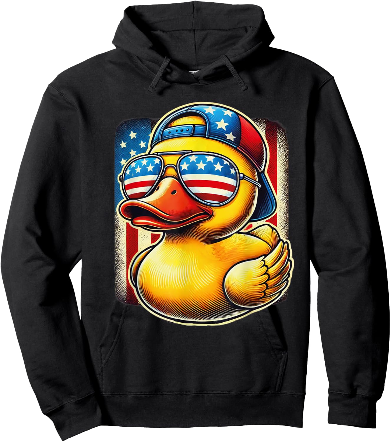 Rubber Duck Shirt USA Flag Gift Funny Duckie Cool Duck Hoodie - Hoodie | Black