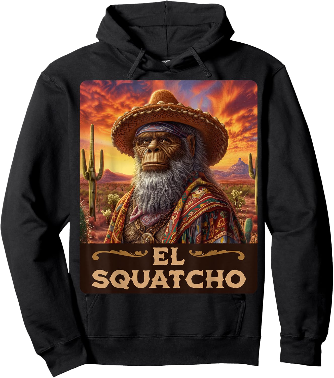 Guardian of the desert: Bigfoot, Sasquatch, & El Squatcho Hoodie - Hoodie | Black