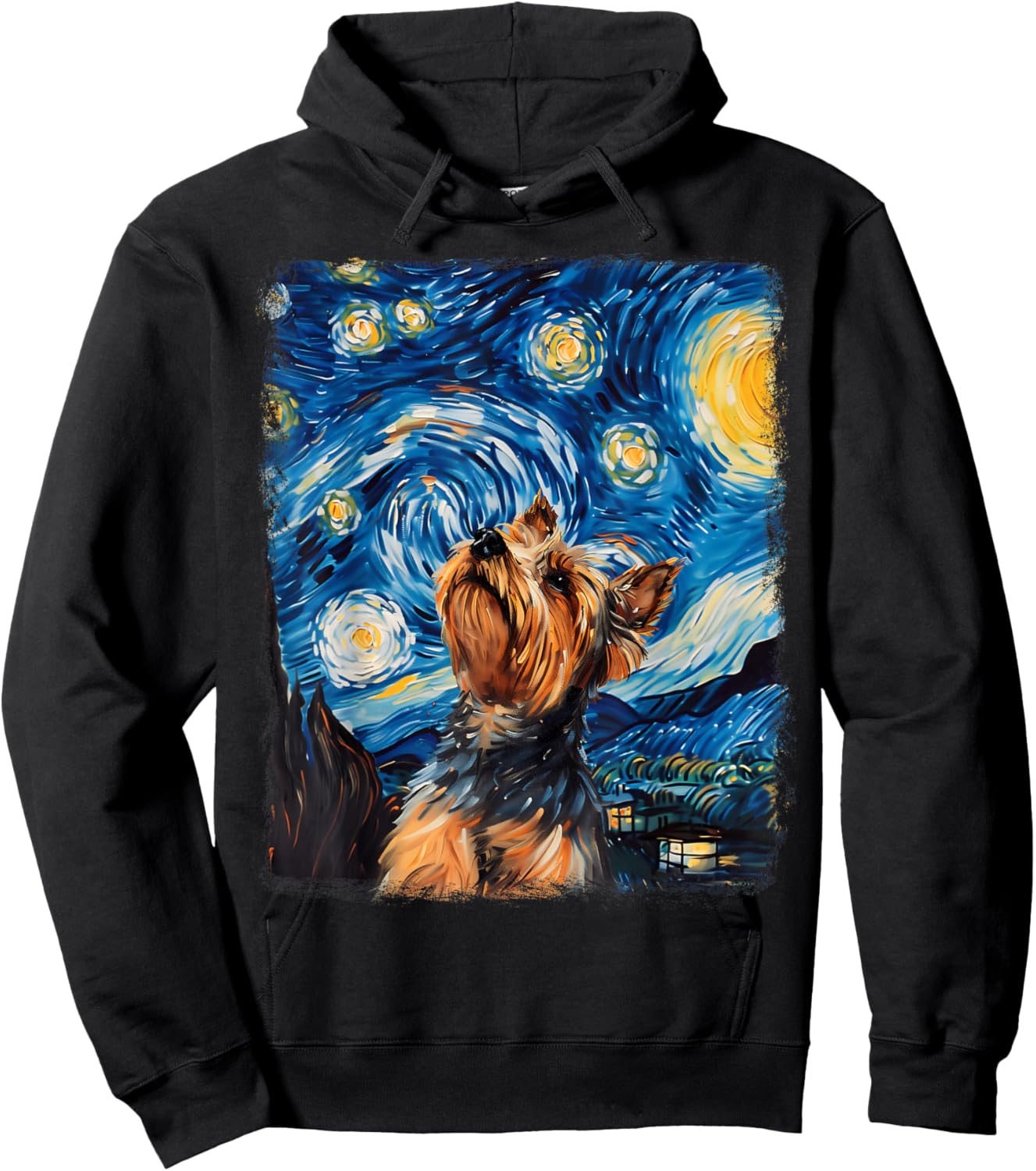 Yorkshire Terrier Dog Yorkie Starry Night Painting Hoodie - Hoodie | Black