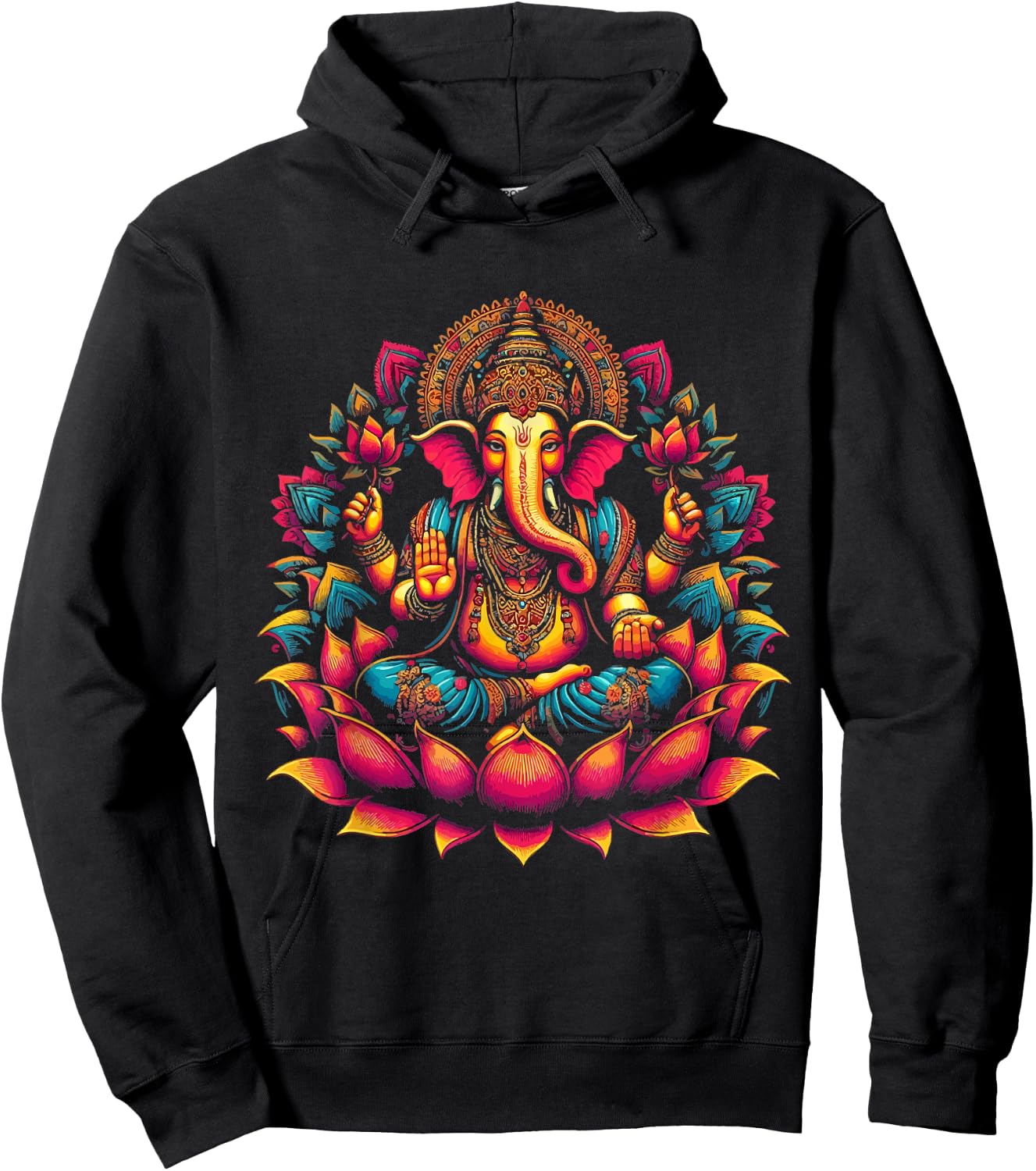 Ganesh Symbol Yoga Hindu Elephant God Ganesha Puja Hoodie - Hoodie | Black