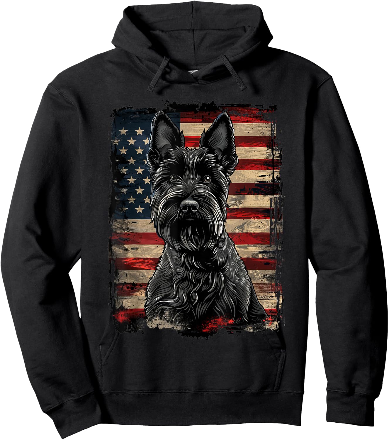 Scottish Terrier American Flag Hoodie - Hoodie | Black