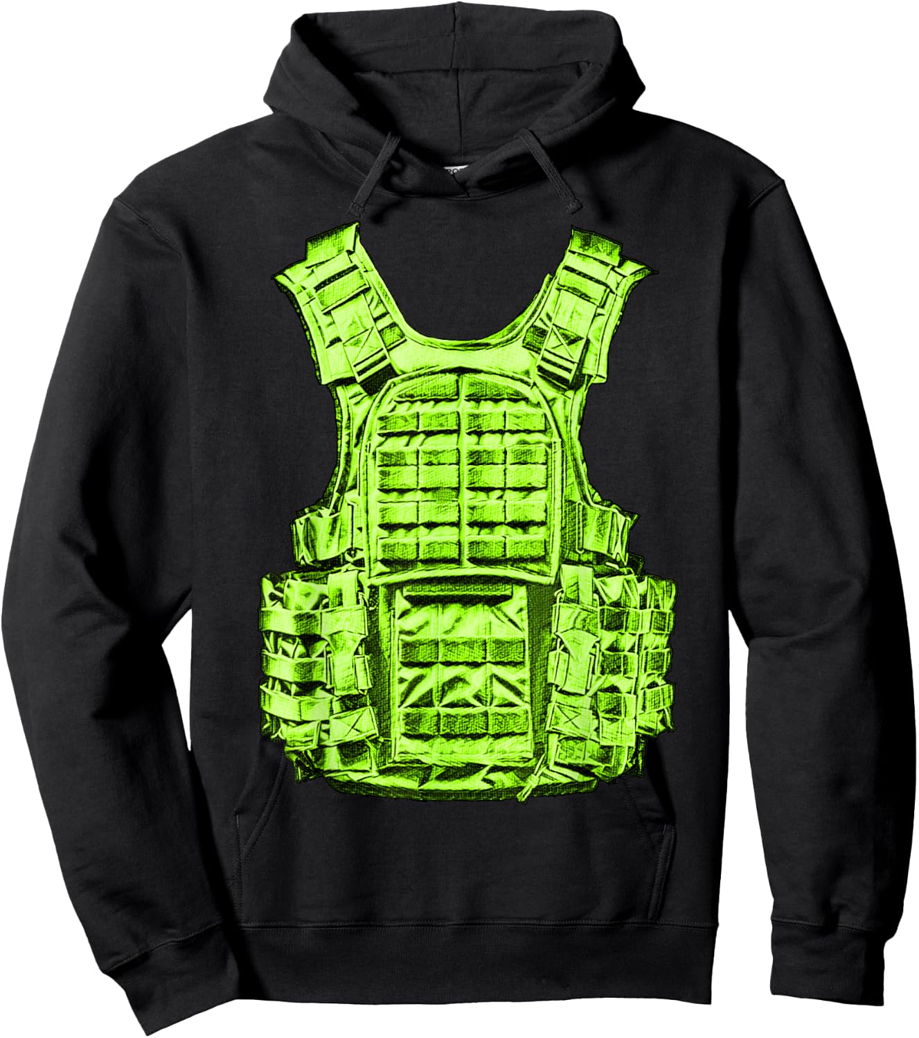 Green Staying Ready Green Color Graphic Hoodie - Hoodie | Black
