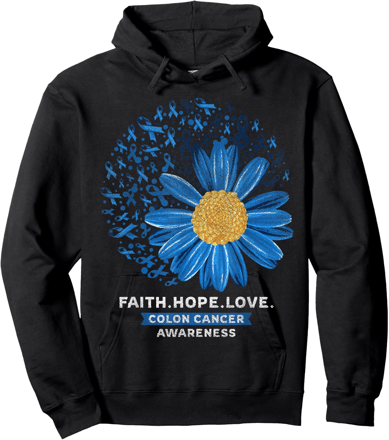 Colon Cancer Awareness Colonoscopy Sunflower Gift Mom Dad Hoodie - Hoodie | Black