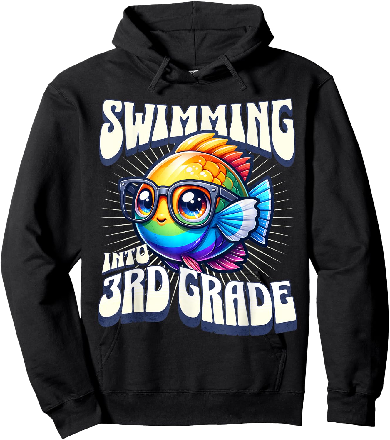 Swimming Into 3rd Grade Cute Angel Fish Back to School Hoodie - Hoodie | Black