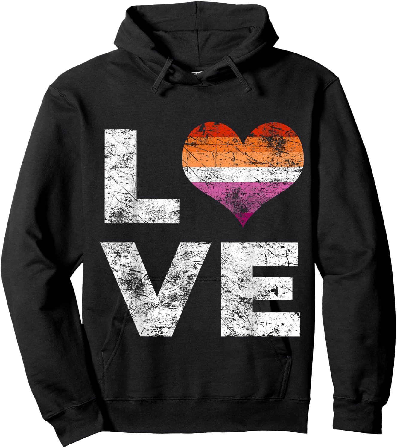 Lesbian Flag Love Vintage Hoodie - Hoodie | Black