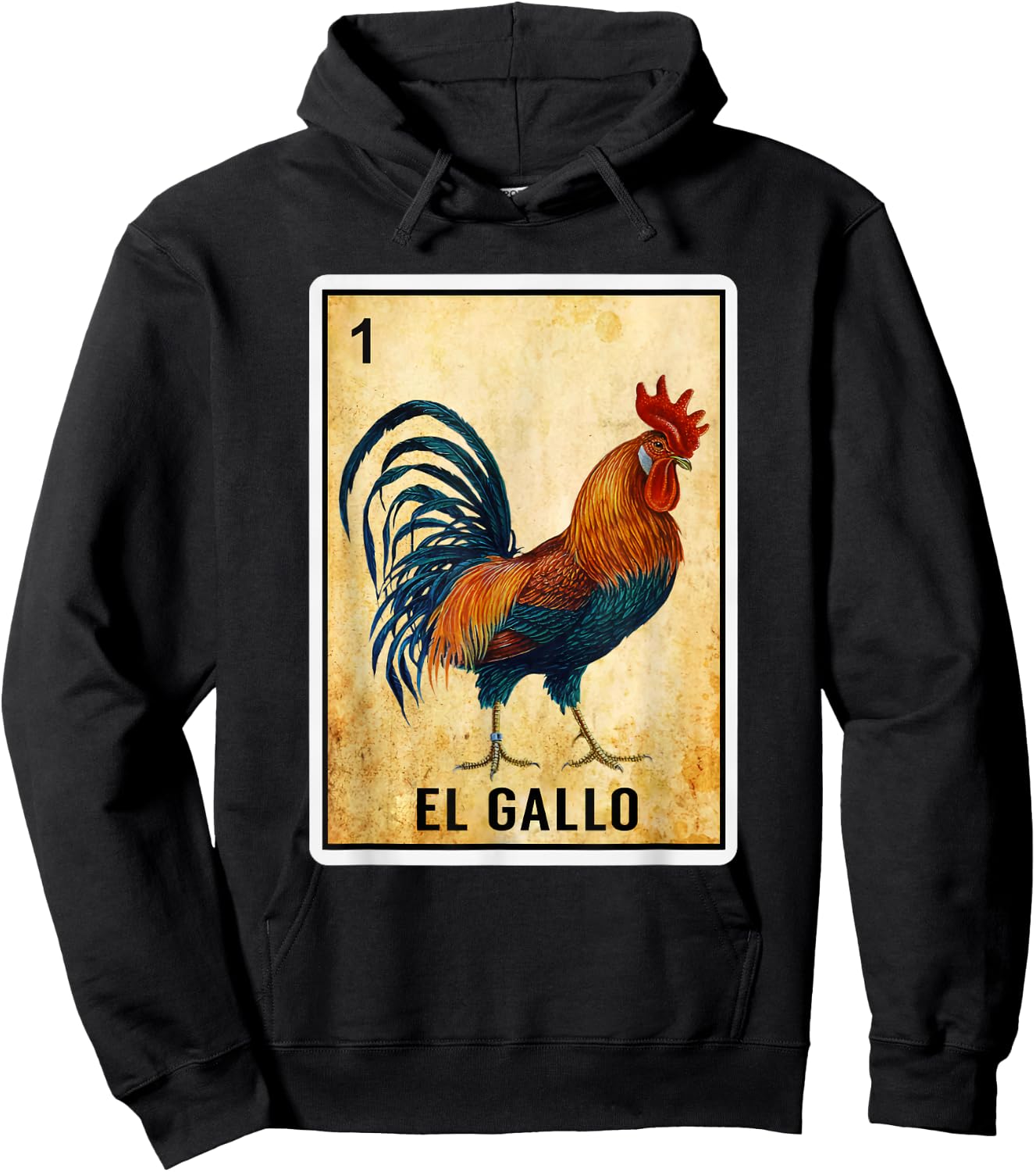 Mexican El Gallo Bingo Card Game Traditional Rooster Card Hoodie - Hoodie | Black