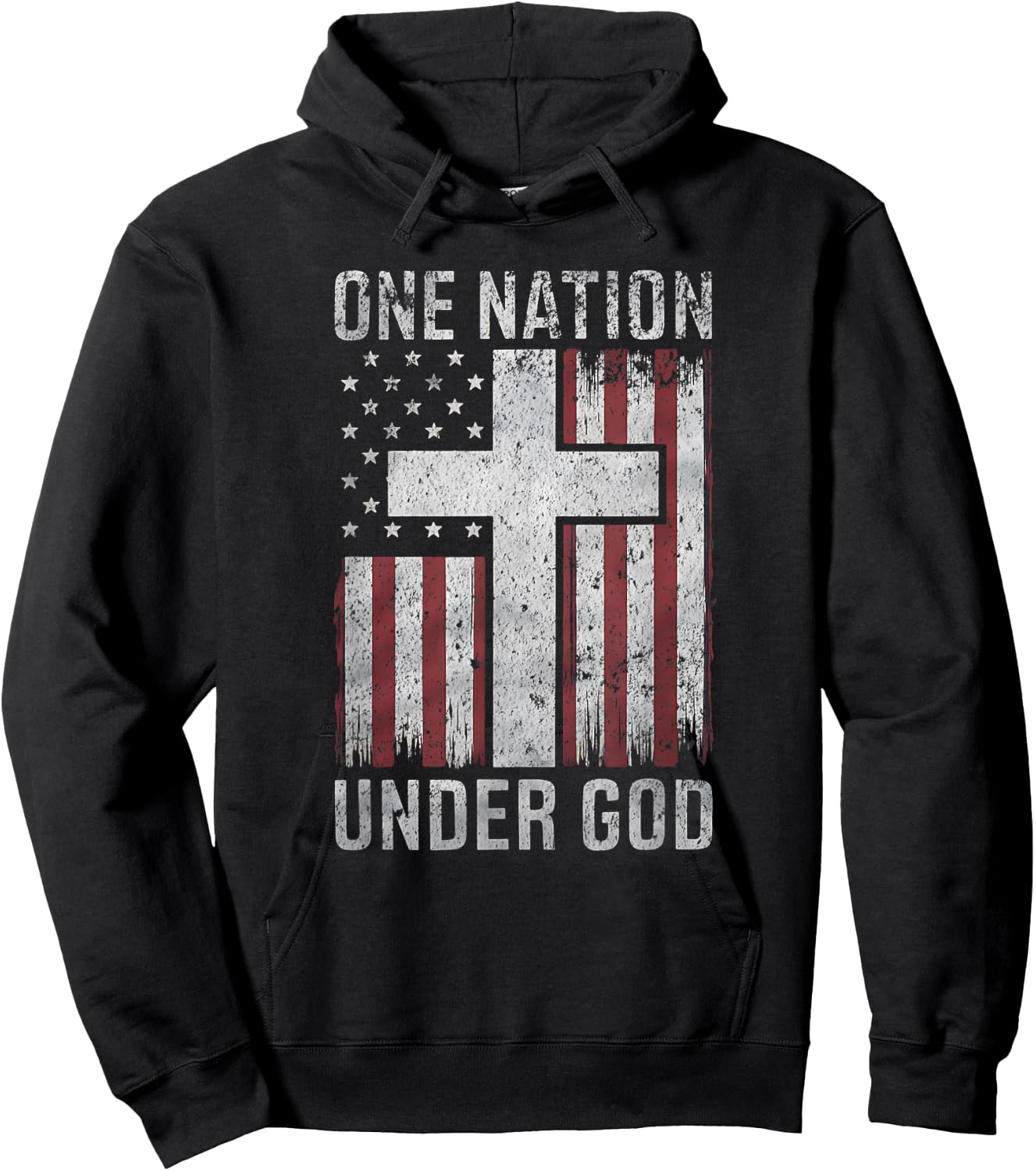 One Nation Under God 4th of July Vintage Patriotic Christian Hoodie - Hoodie | Black