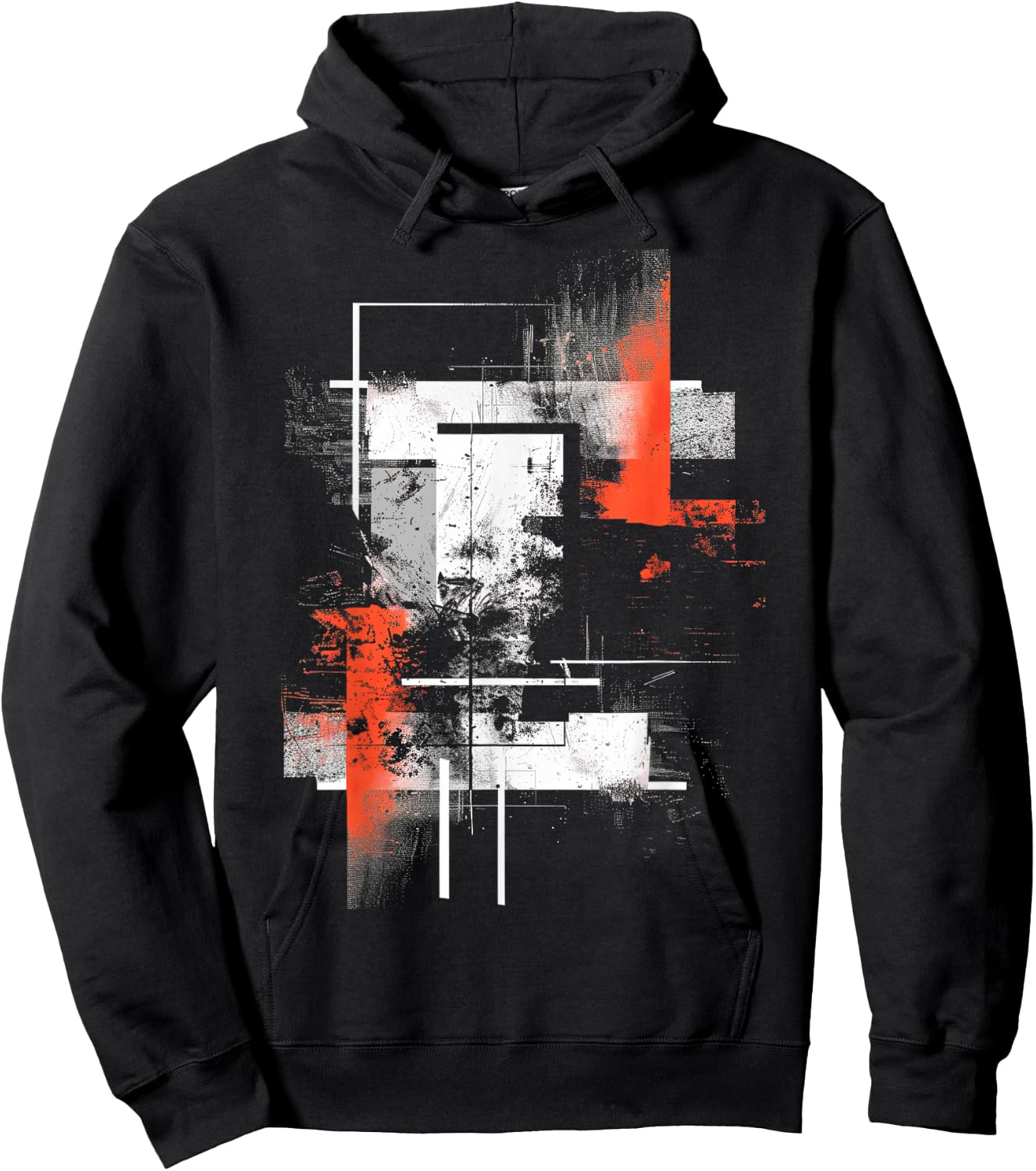 White Orange Abstract | | S - 6XL | Graphic Hoodie - Hoodie | Black