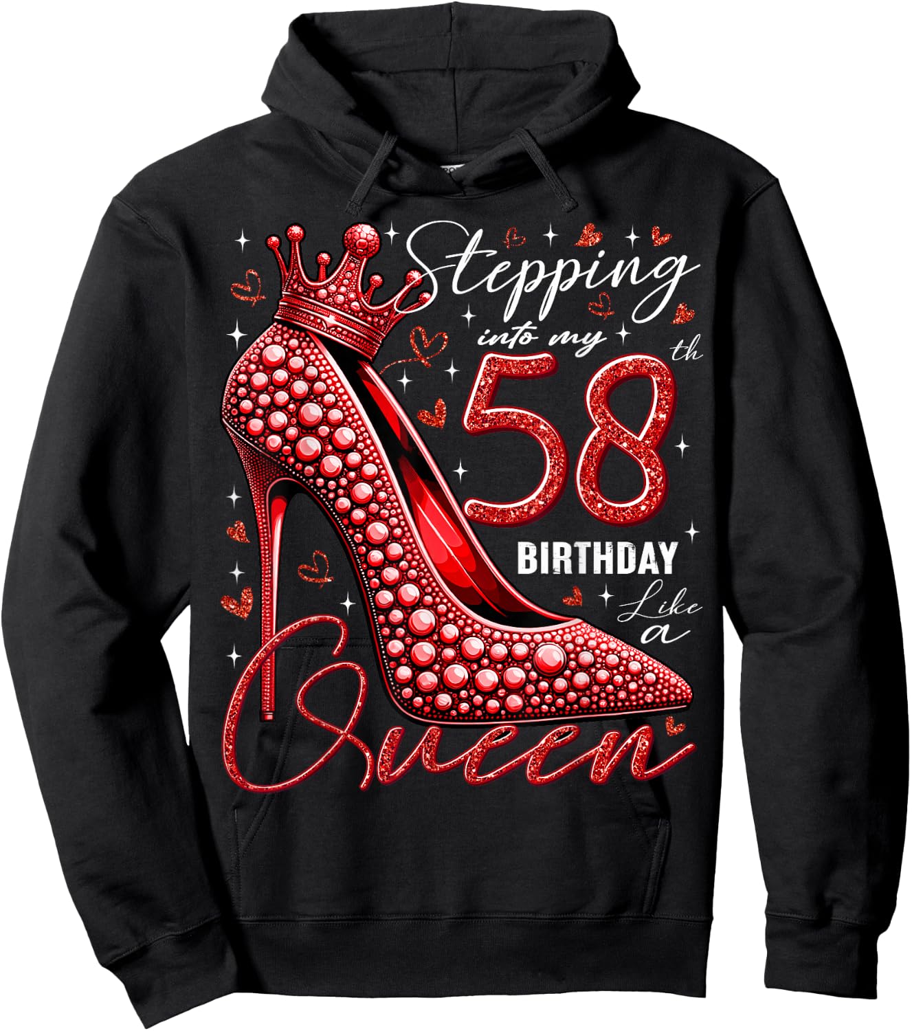 58 Year Old Gifts High Heels Stepping Into My 58th Birthday Hoodie - Hoodie | Black