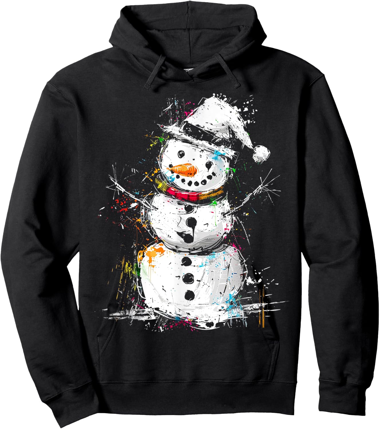 Snowman Christmas Graphic X-Mas Art Family Snowman Hoodie - Hoodie | Black