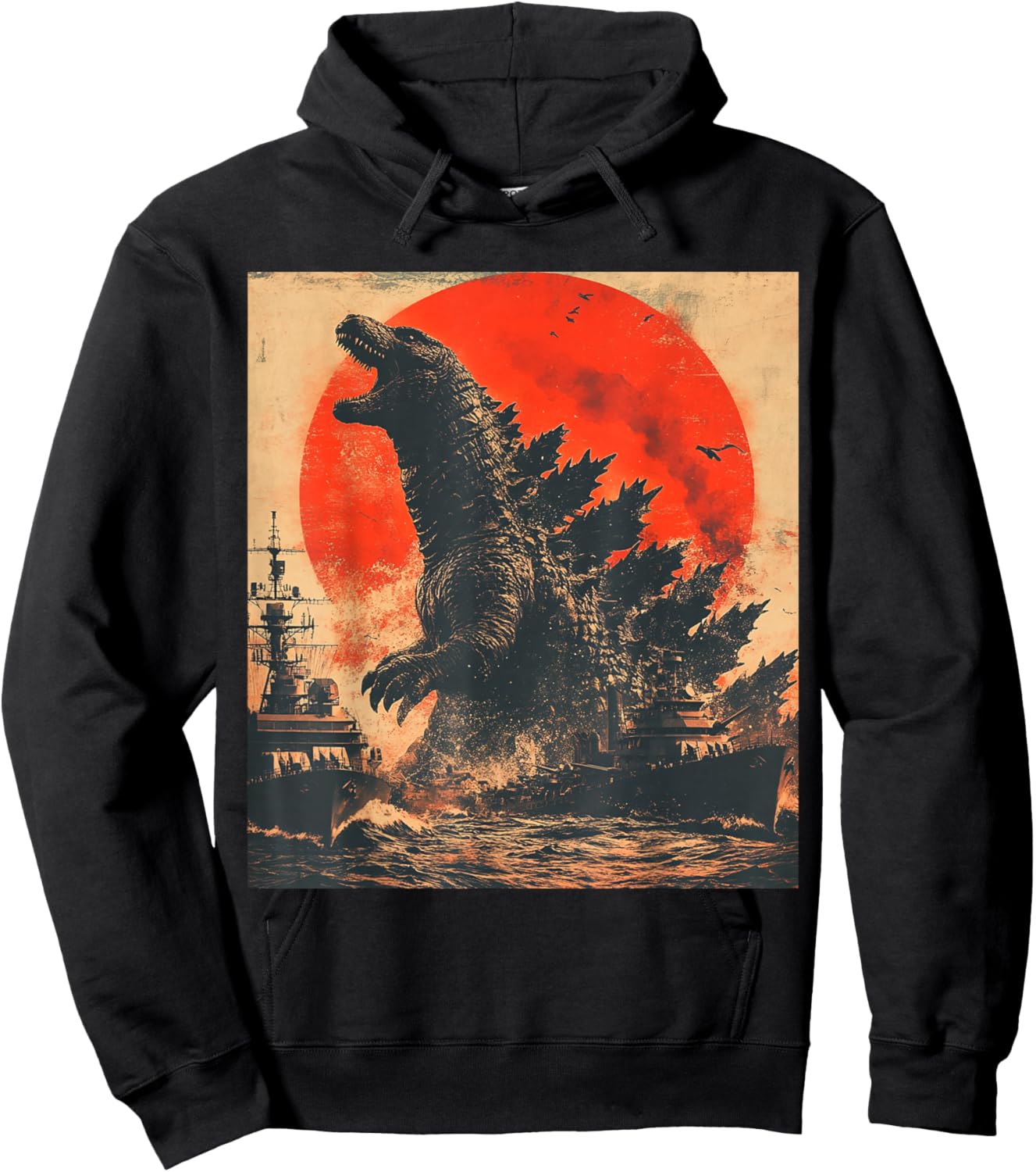 Retro Vintage Japanese Legendary Monster Kaiju Hoodie - Hoodie | Black