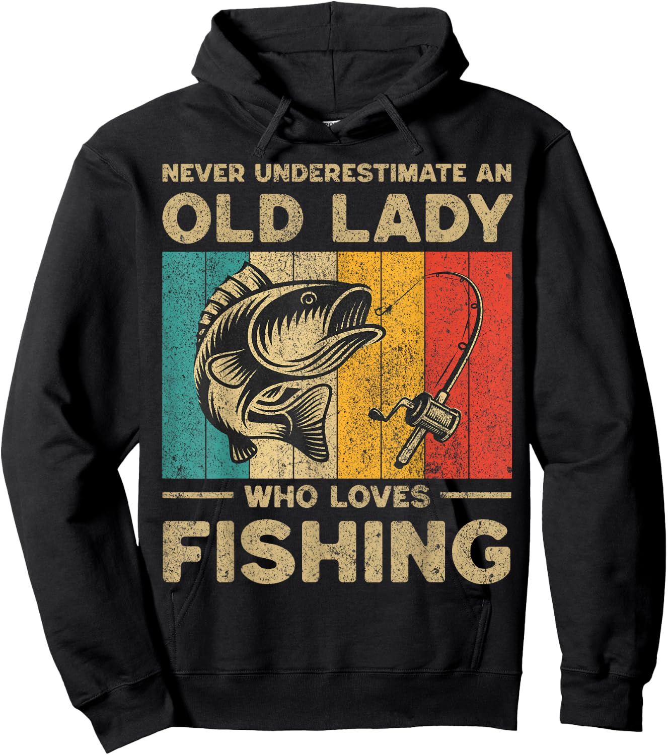 Funny Vintage Fishing Jokes Fisherman Bass Fish Hoodie - Hoodie | Black