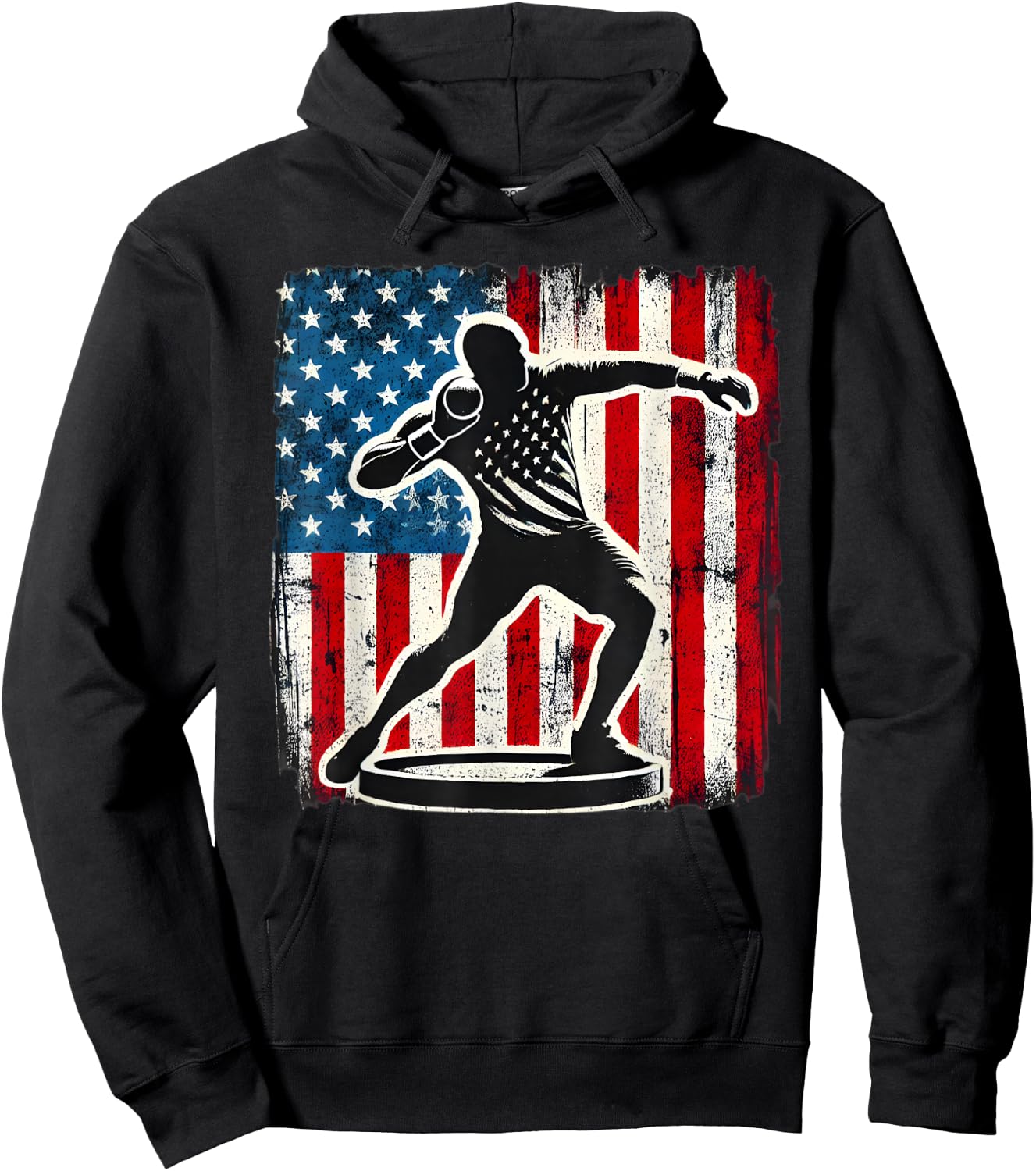 Shot Put Men Women Track And Field american flag Hoodie - Hoodie | Black