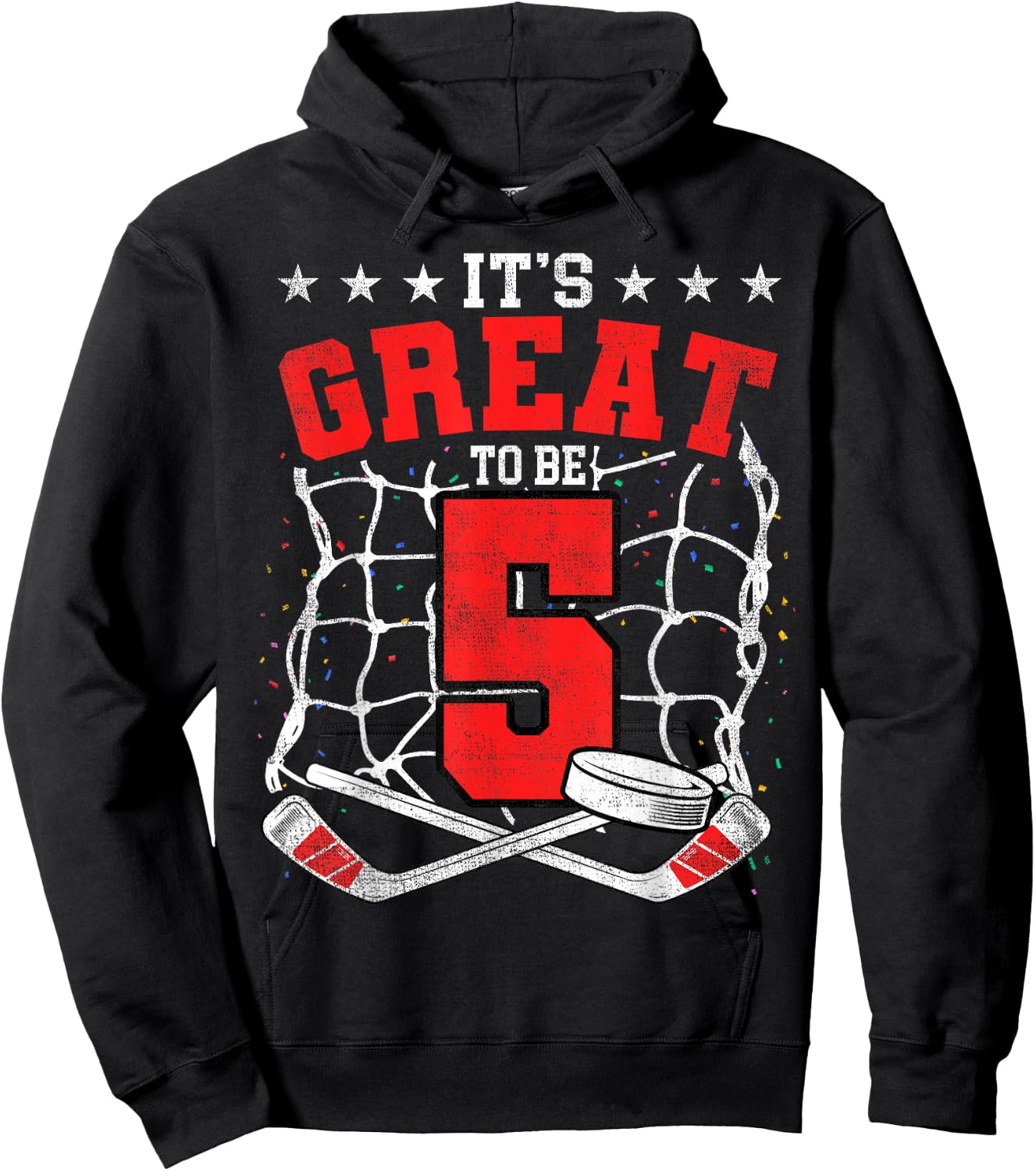 5th Birthday Hockey Lovers It's Great To Be 5 Years Old Hoodie - Hoodie | Black