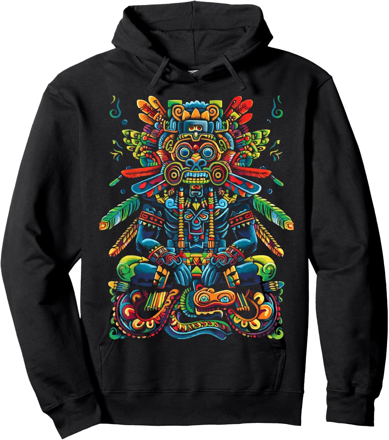 Aztec God Aztec Culture Mayan Indigenous Tlaloc Statue Hoodie - Hoodie | Black
