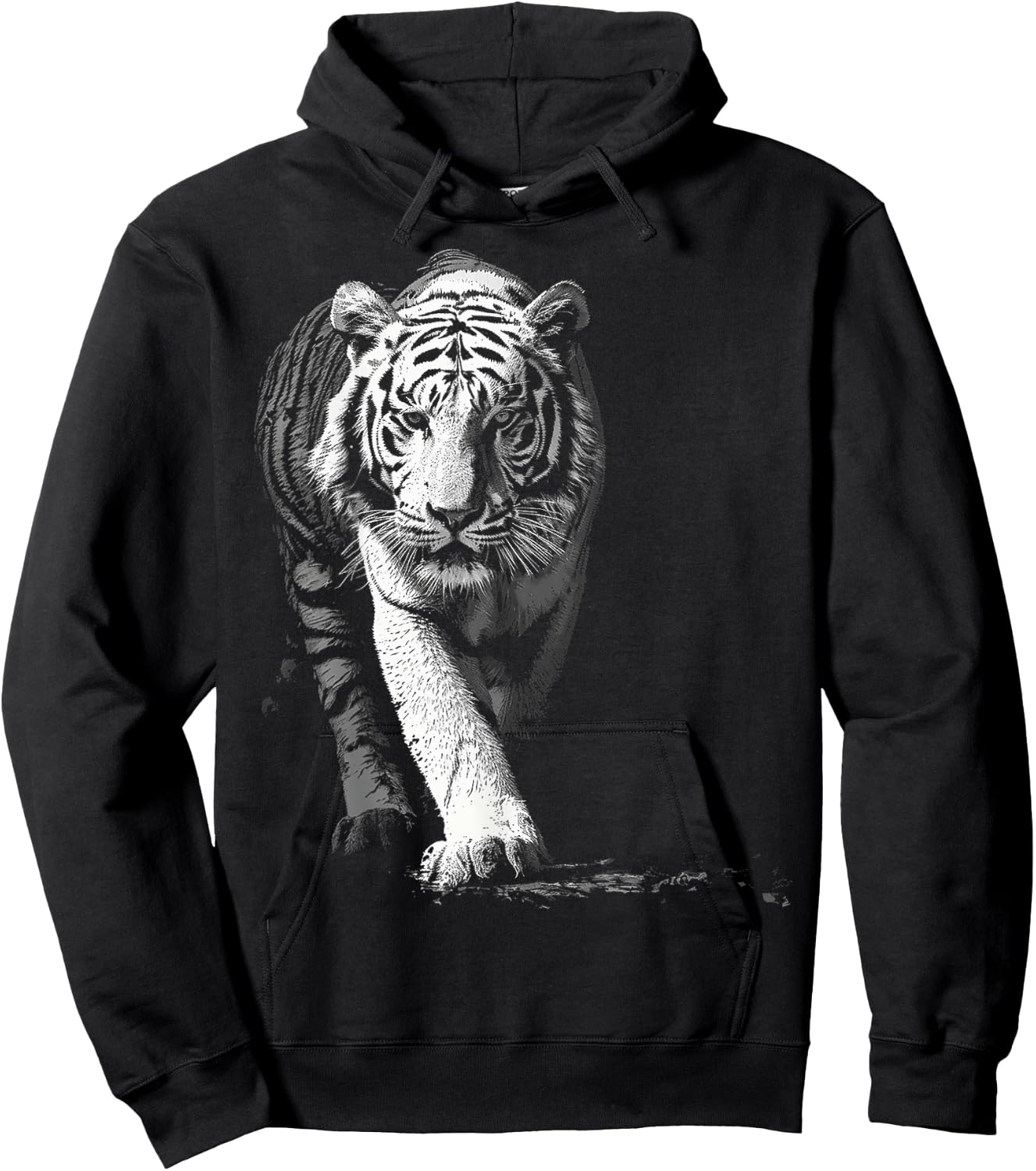 Tiger Drawing Animal Graphic Illustration Tiger Hoodie - Hoodie | Black