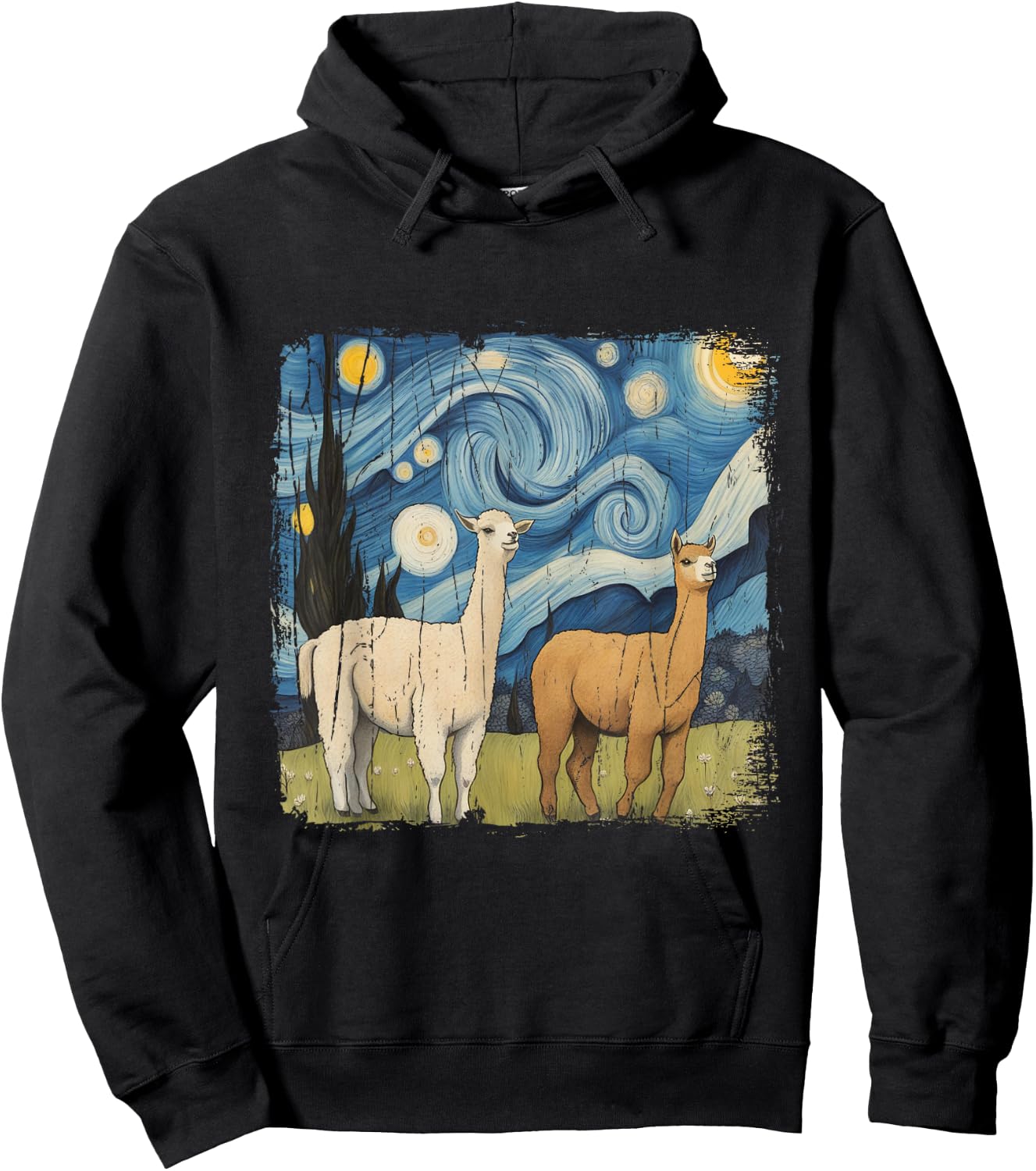 Cotopaxi Starry Night Artwork Llama National Park Souvenir Hoodie - Hoodie | Black