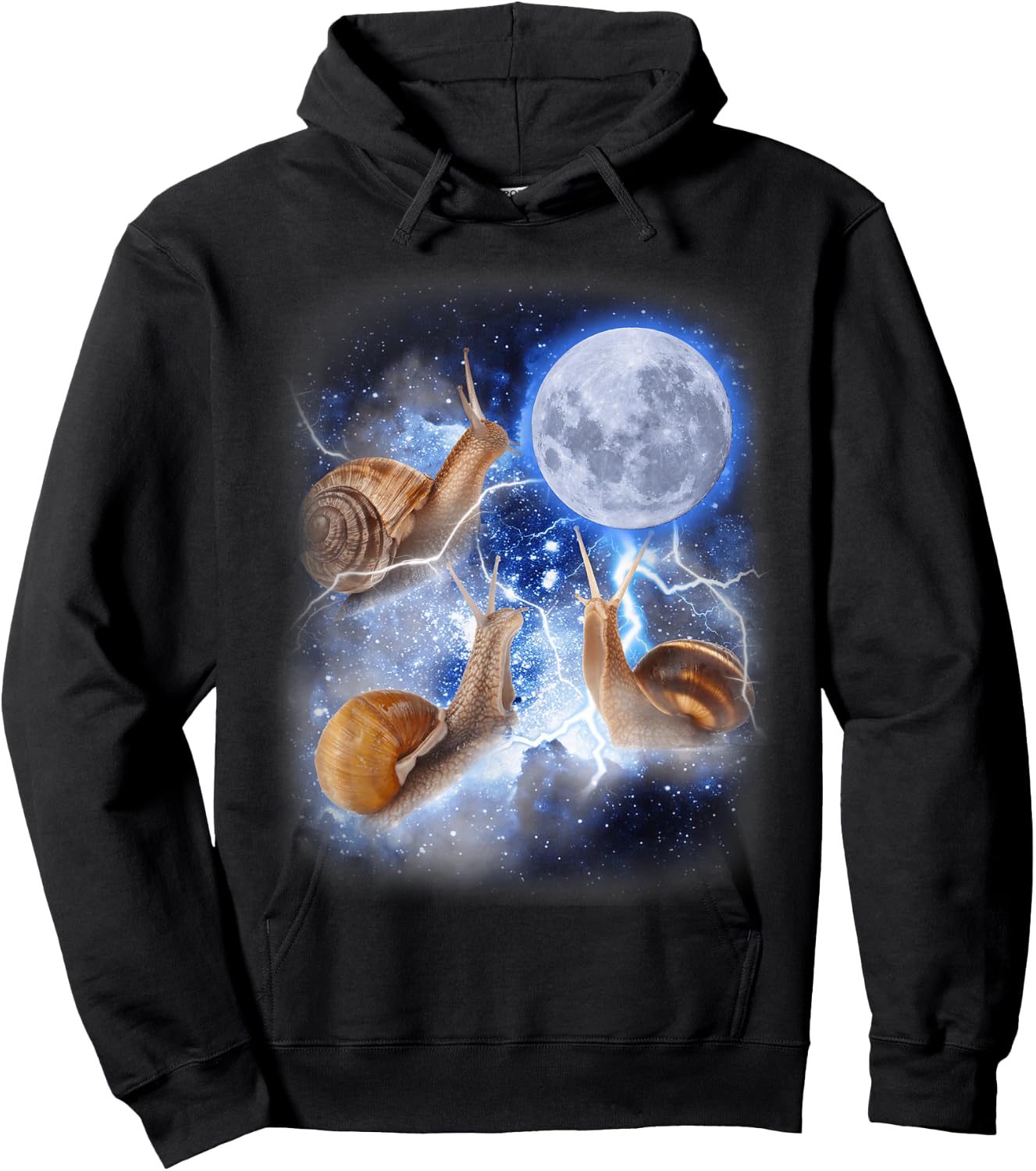 Three Snail Moon - 3 Mollusks Howling Weird Cursed Hoodie - Hoodie | Black