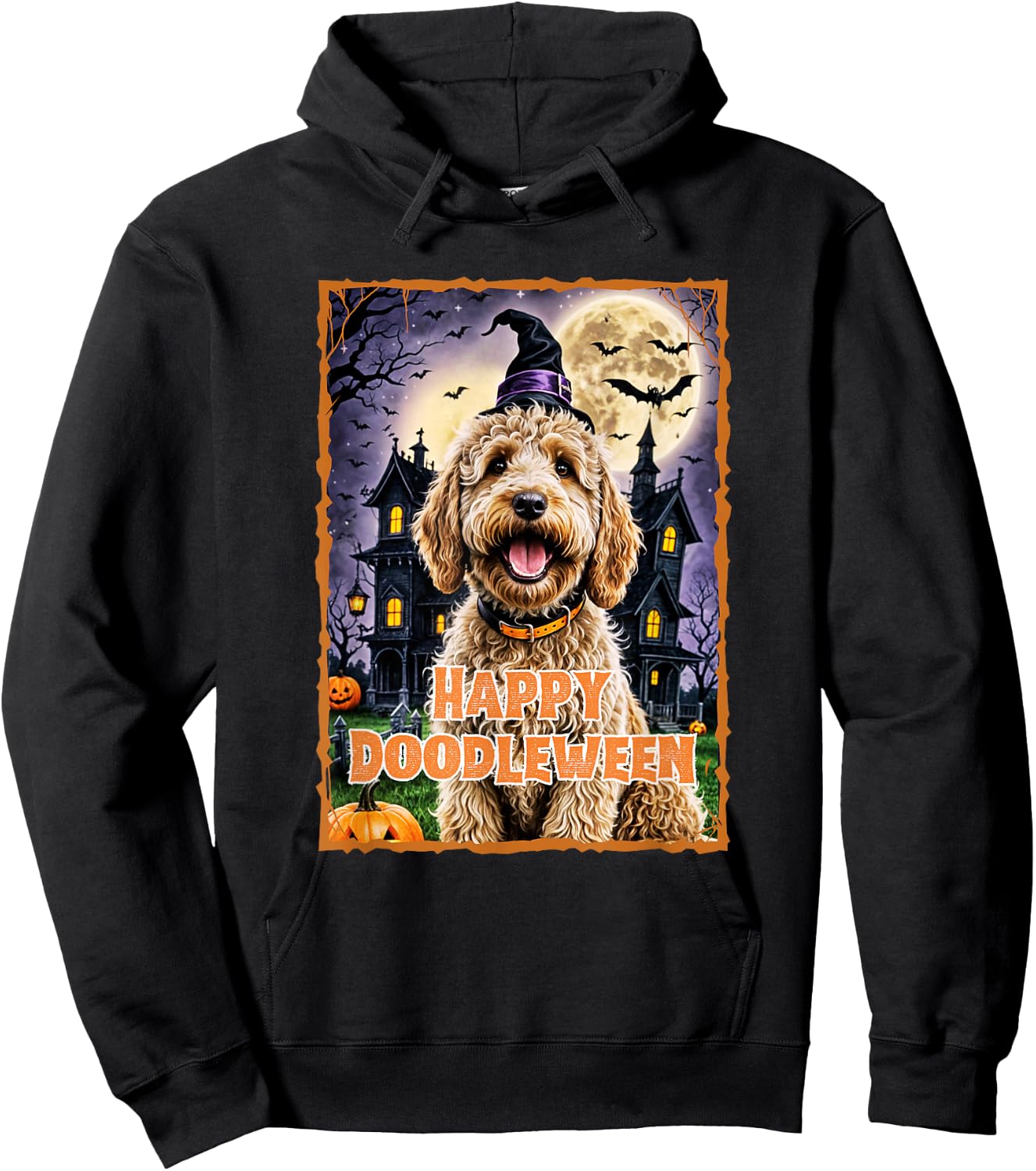 Happy Doodleween Halloween Goldendoodle Labradoodle Spooky Hoodie - Hoodie | Black