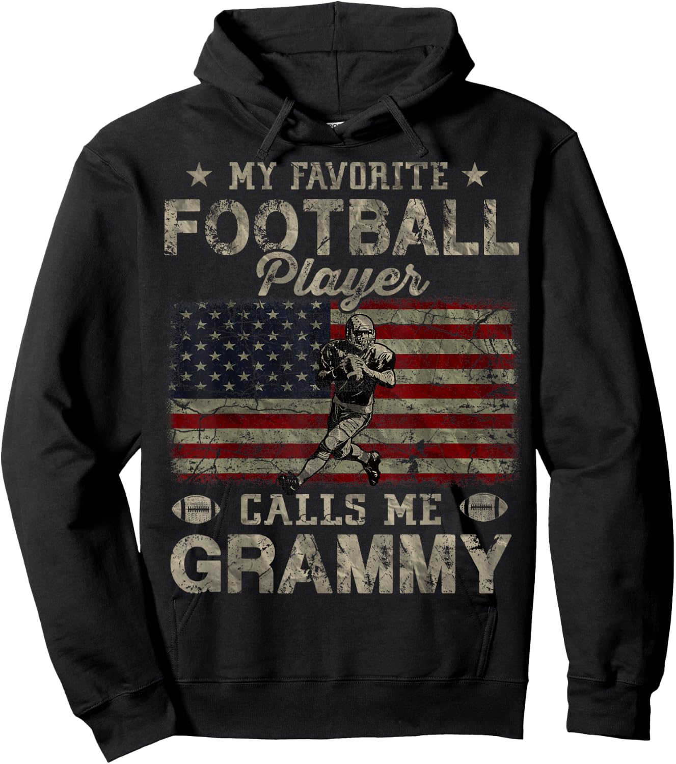 My Favorite Football Player Calls Me Grammy Mother's Day Hoodie - Hoodie | Black
