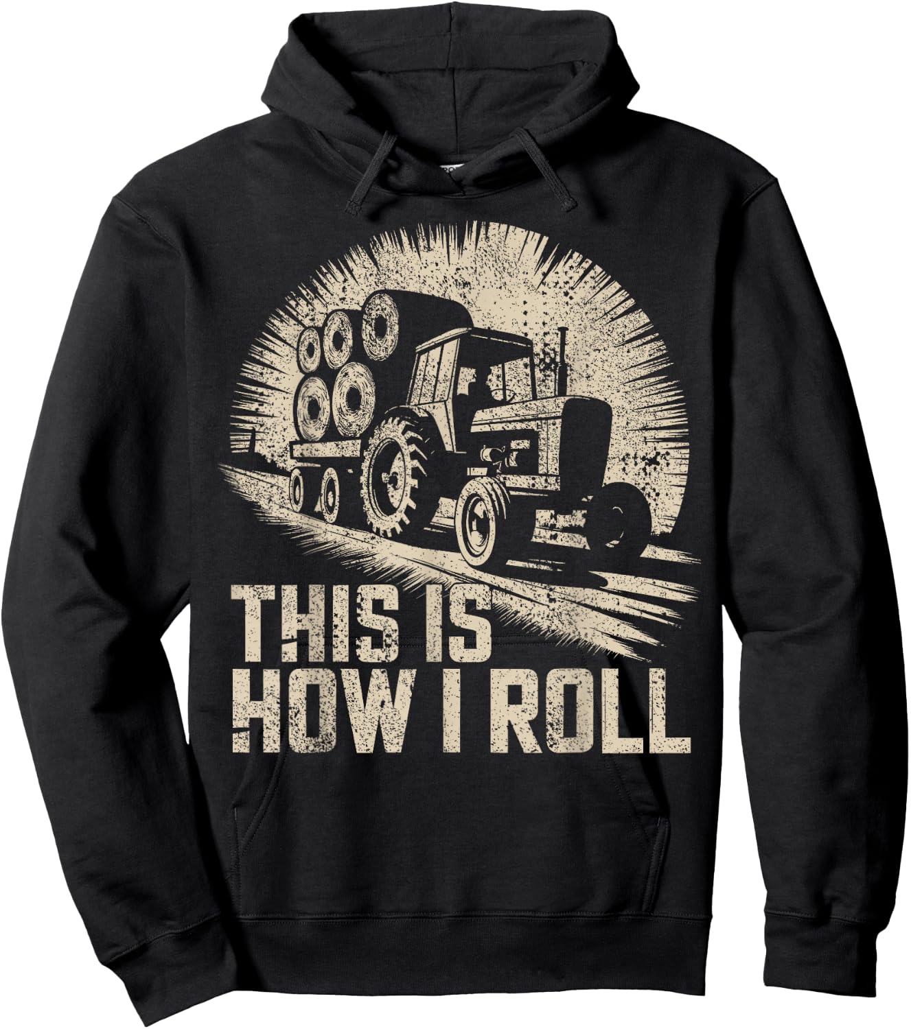 Farm Humor This Is How I Roll Hay Farmer Hoodie - Hoodie | Black