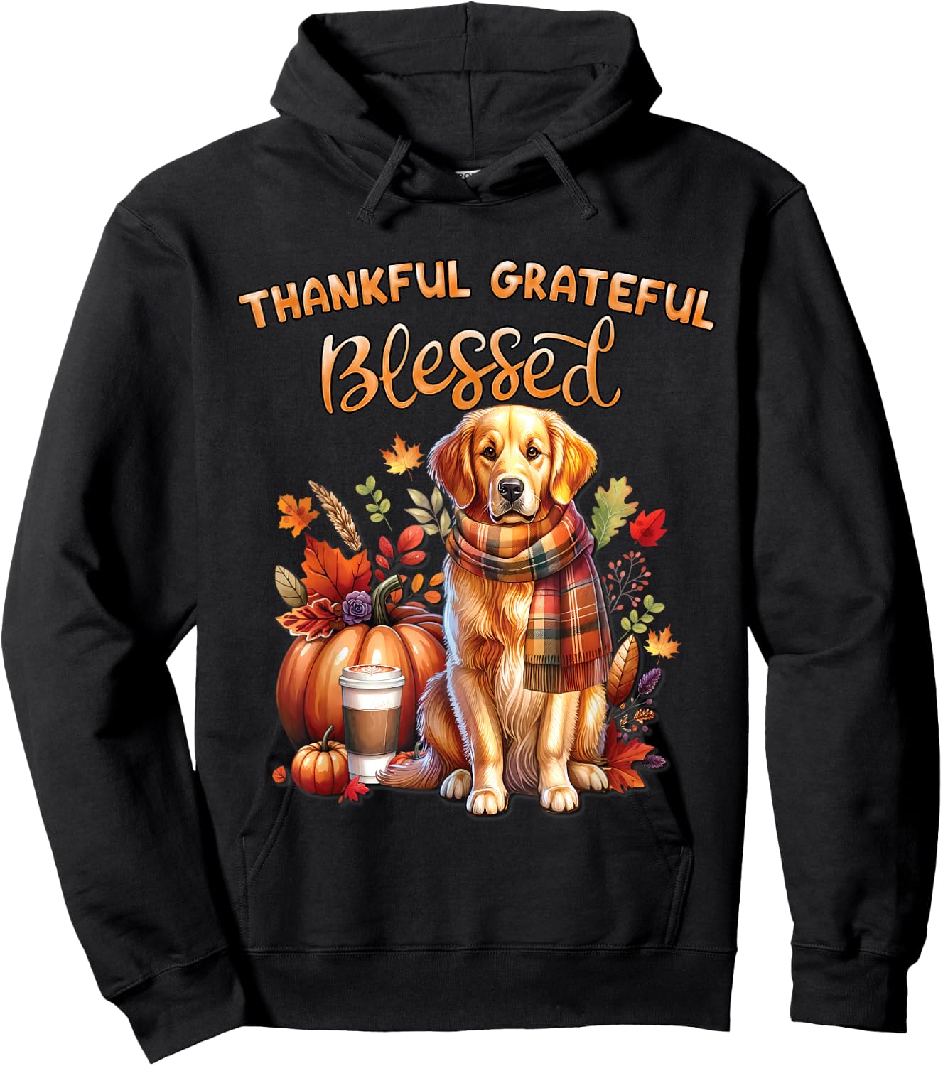 Golden Retriever Dog pumpkin spice Happy Fall Yall autumn Hoodie - Hoodie | Black