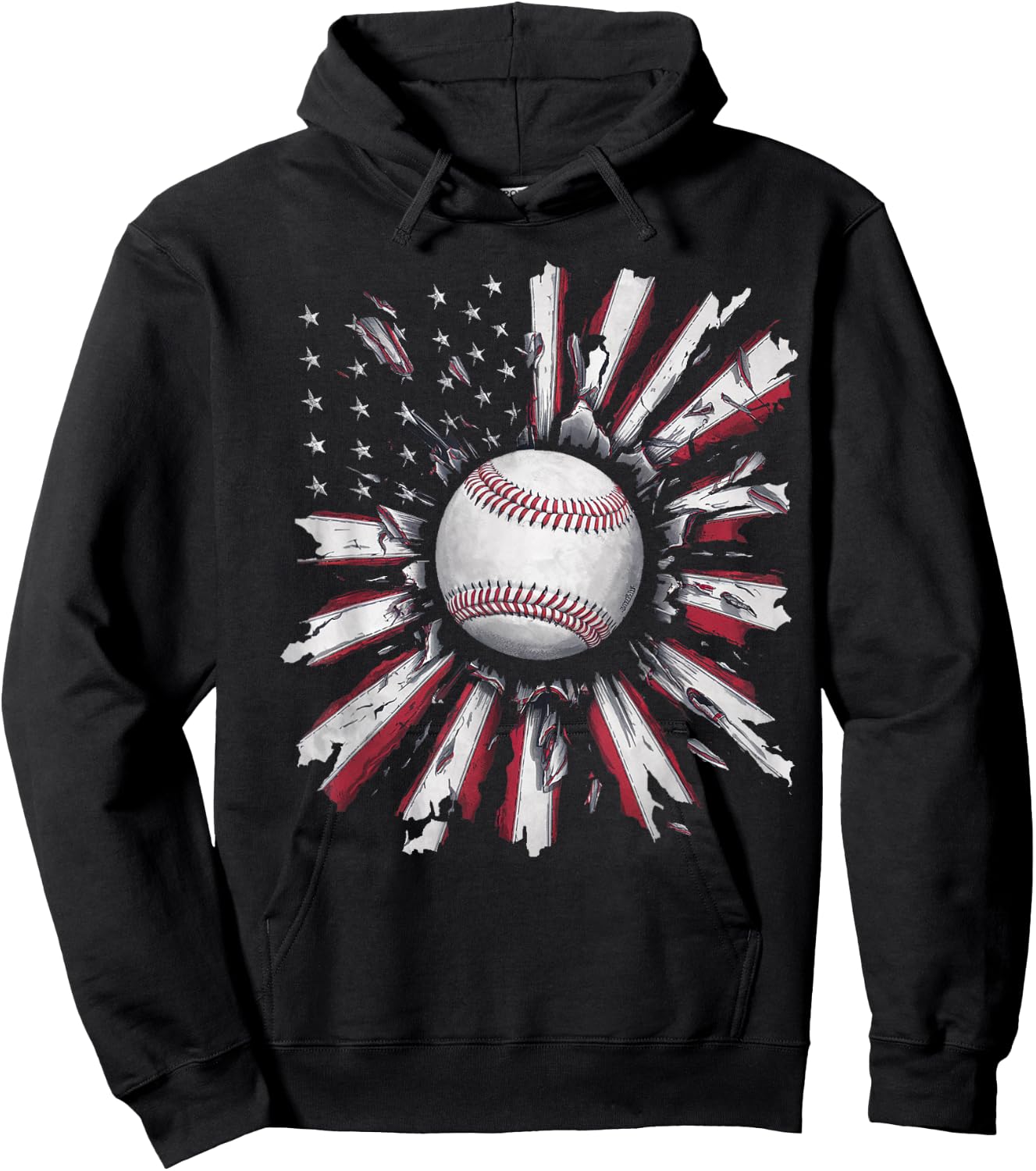 American Flag Baseball Player Bat Fan Catcher Pitcher USA Hoodie - Hoodie | Black