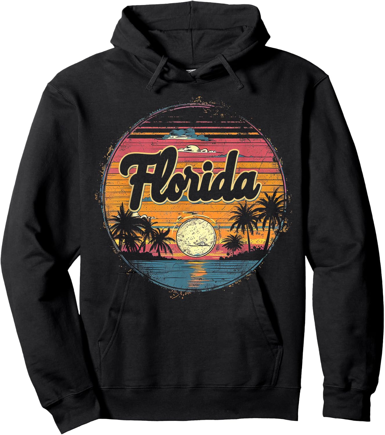 Florida - Cool Funny Vintage Men Women Retro Beach Palm Tree Hoodie - Hoodie | Black