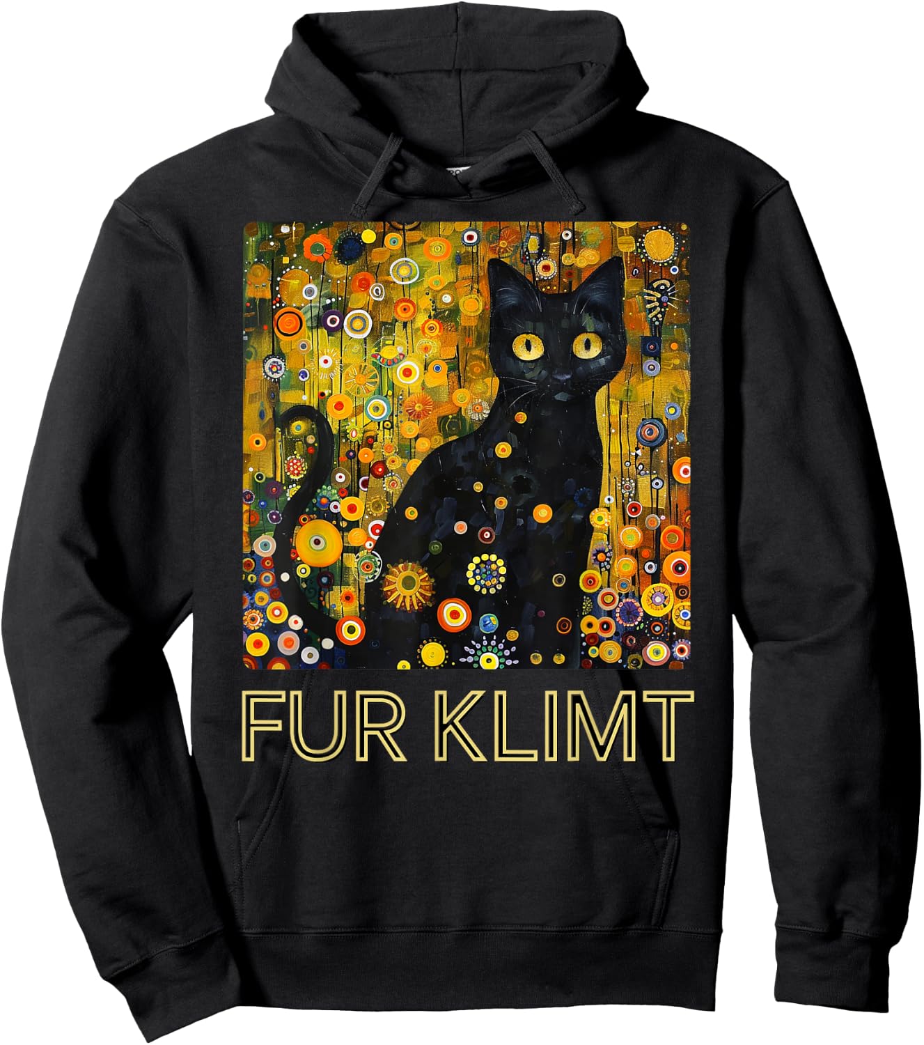 Black Cat in Klimt Painting, Cat Lover, Artist Art Student Hoodie - Hoodie | Black