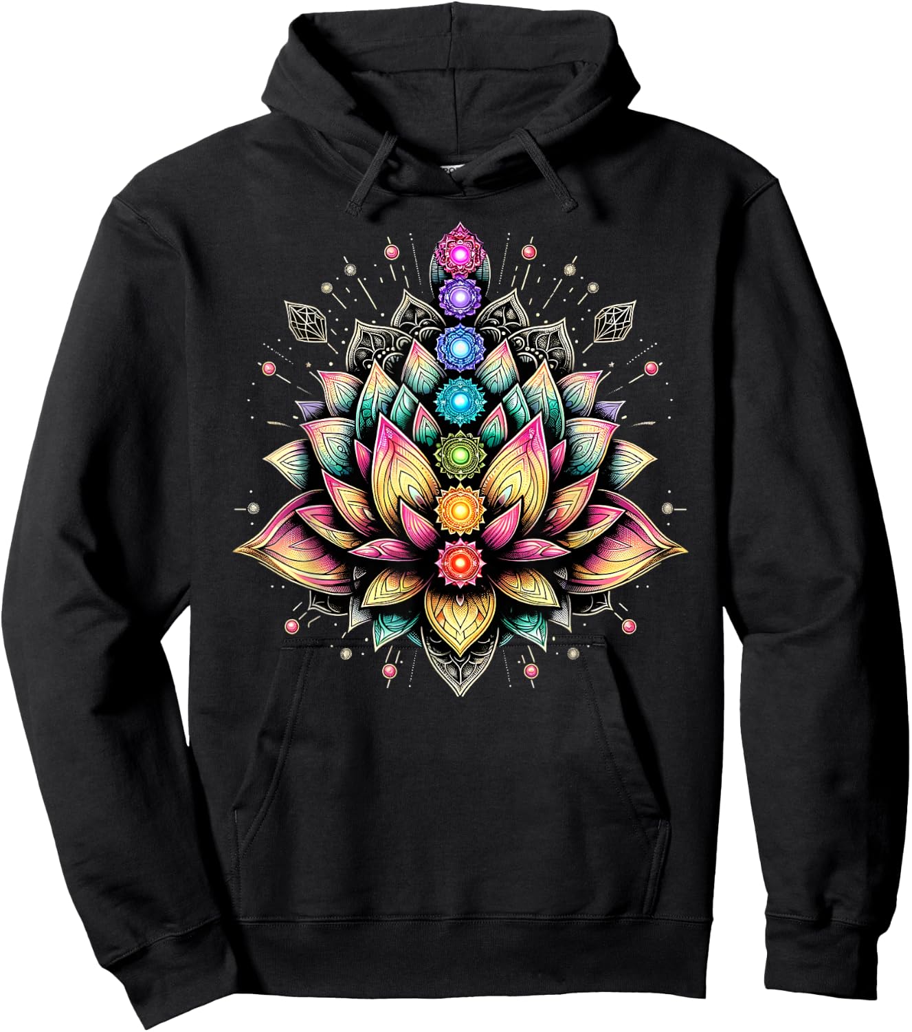 Chakra Lotus Flower Spiritual Yoga Lover Hoodie - Hoodie | Black