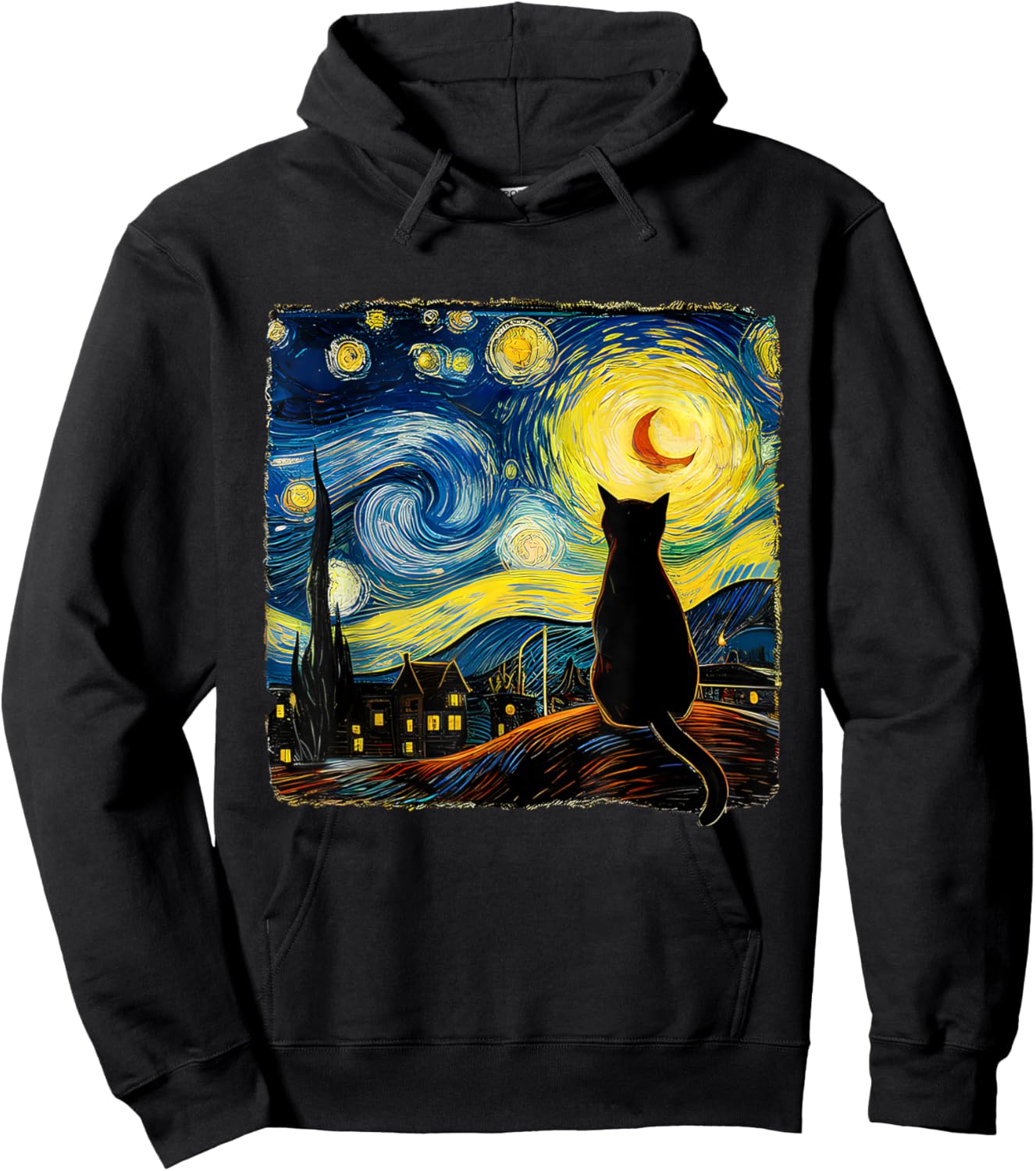 Cat Starry Night Cat For Cat Lover Cat Dad Hoodie - Hoodie | Black