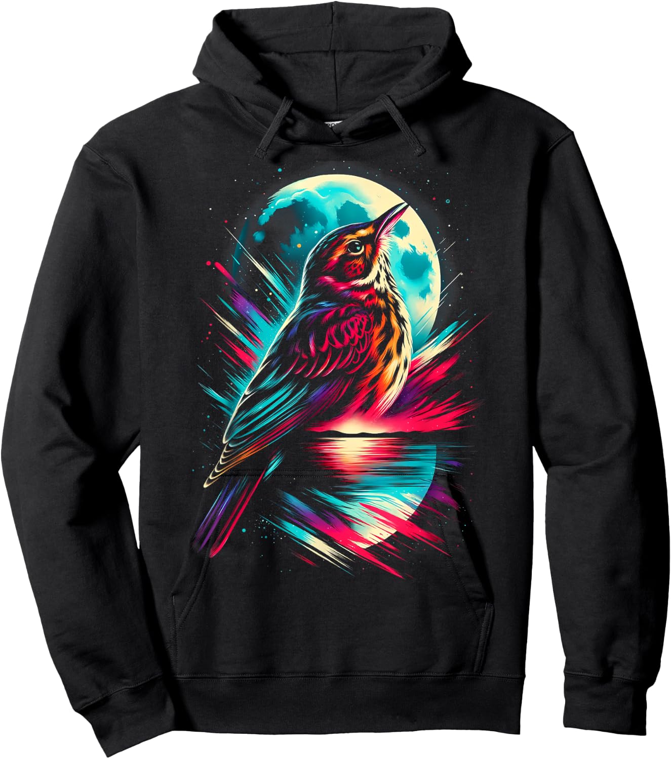 Colorful Lark Bird Spirit Animal Cool Illustration Hoodie - Hoodie | Black