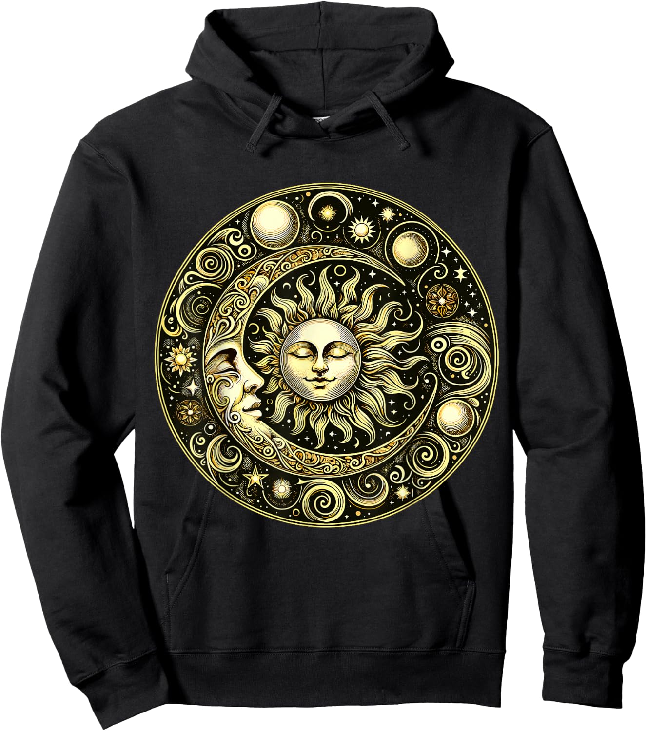 Celestial Moon and Sun Hoodie - Hoodie | Black