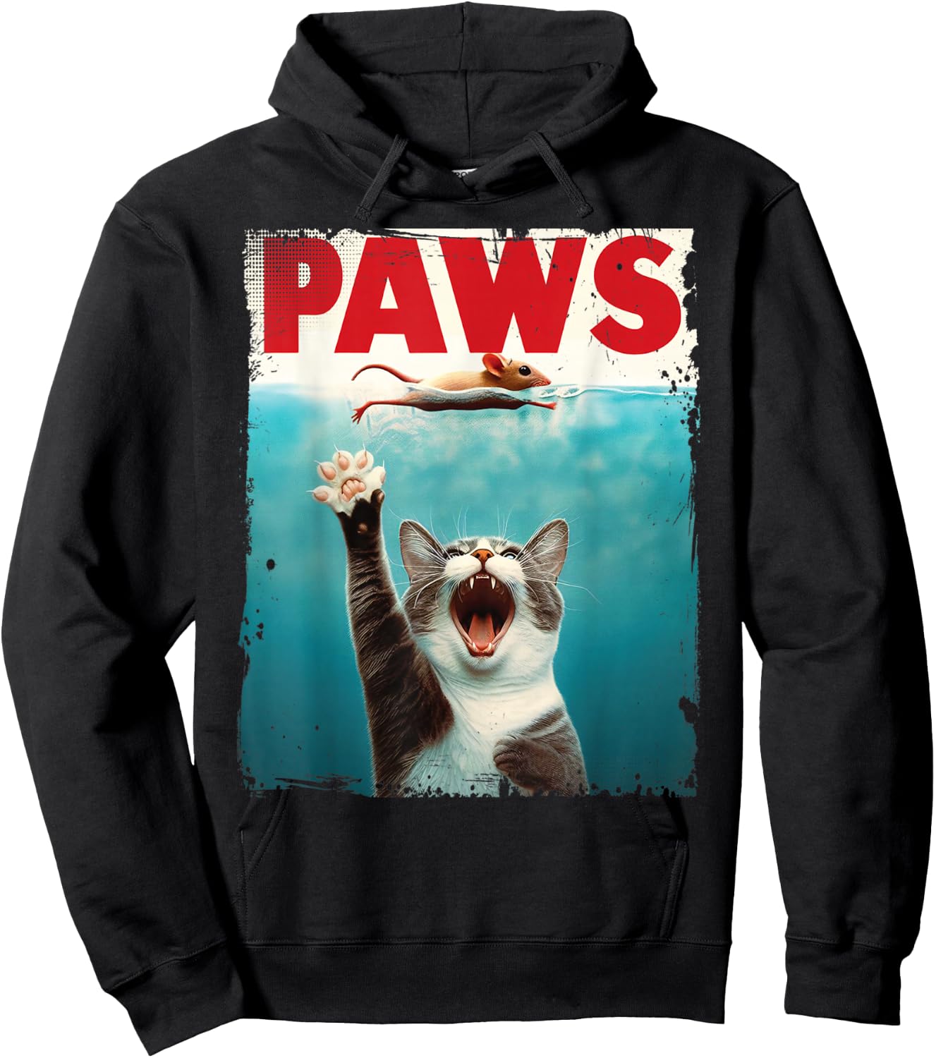 Paws Parody Cat Mouse Humorous Cat Chasing Mouse Kitten Hoodie - Hoodie | Black