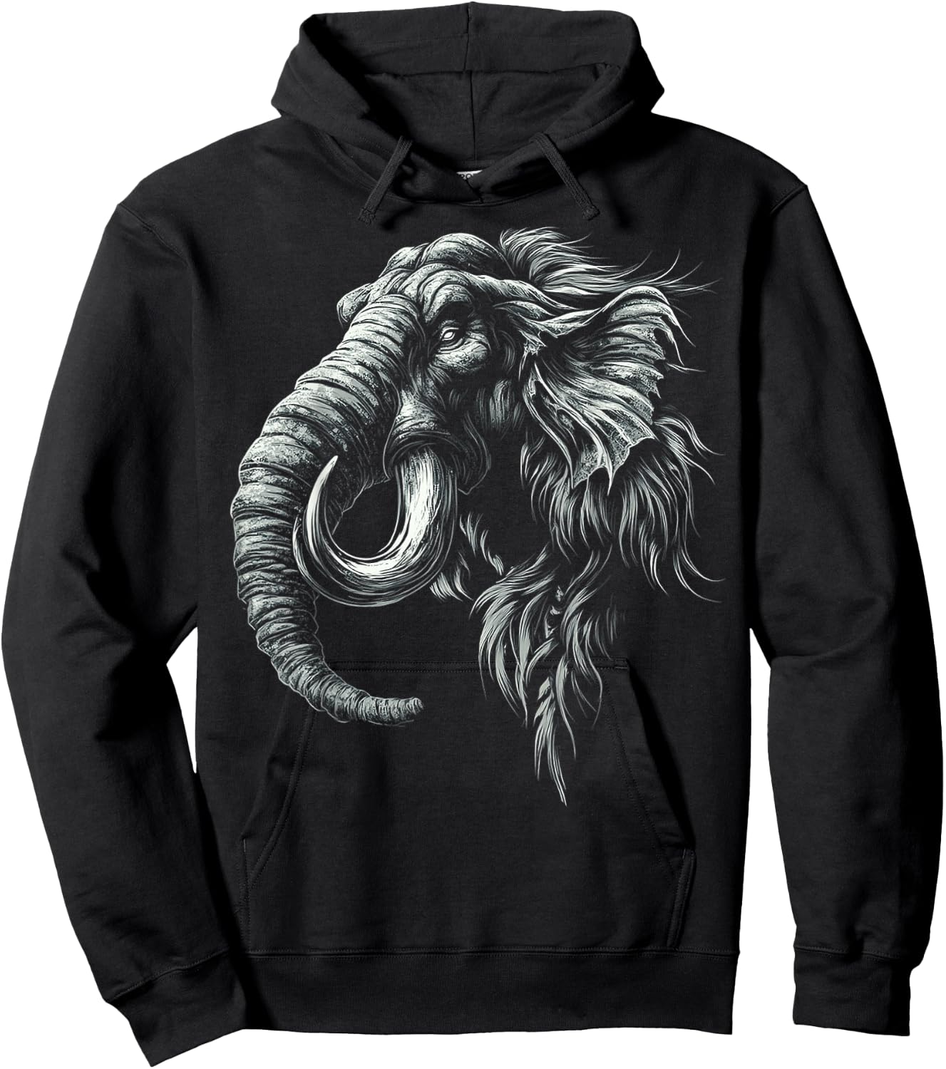 Mammoth Mythical Motif Fantasy Art Mammoth Hoodie - Hoodie | Black
