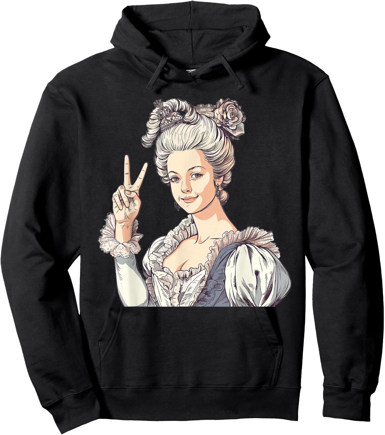 Marie Antoinette Showing The Peace Sign Hoodie - Hoodie | Black