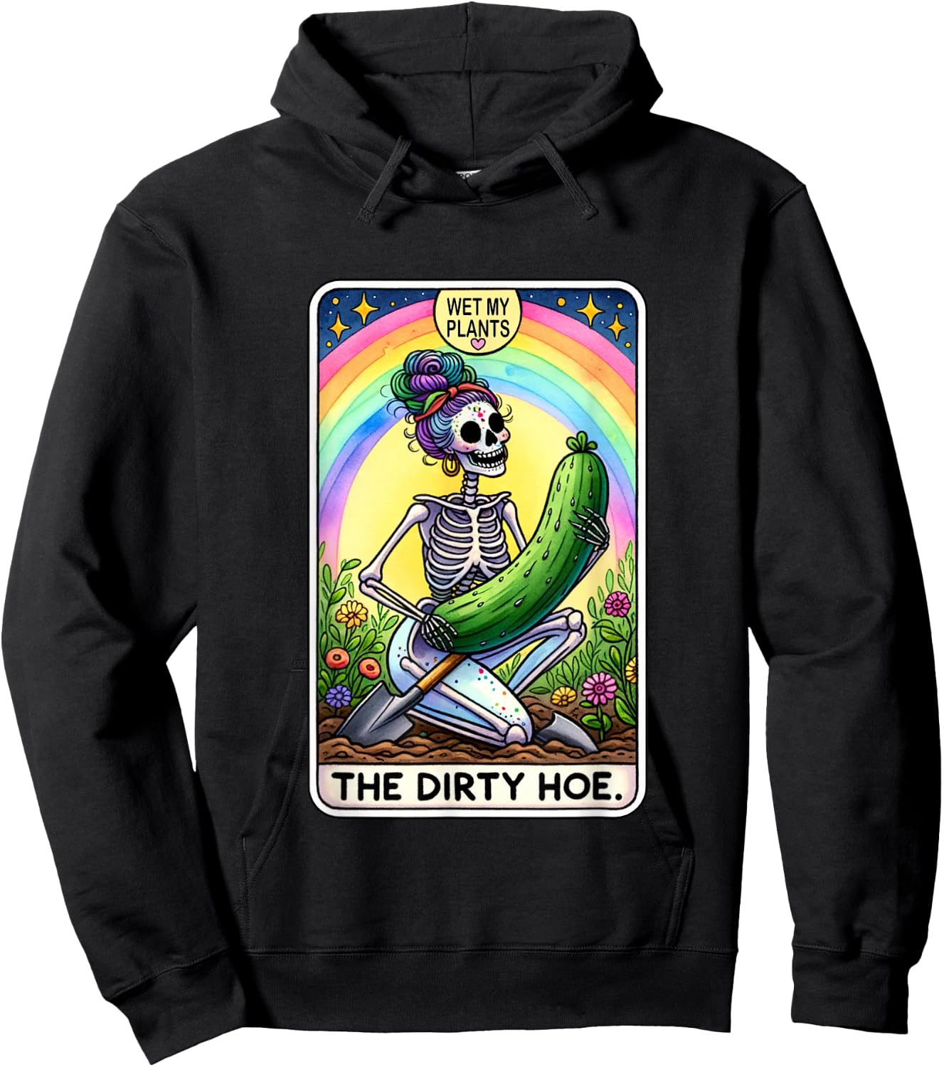 Funny Dirty Gardening Tarot Card The Dirty Hoe Hoodie - Hoodie | Black
