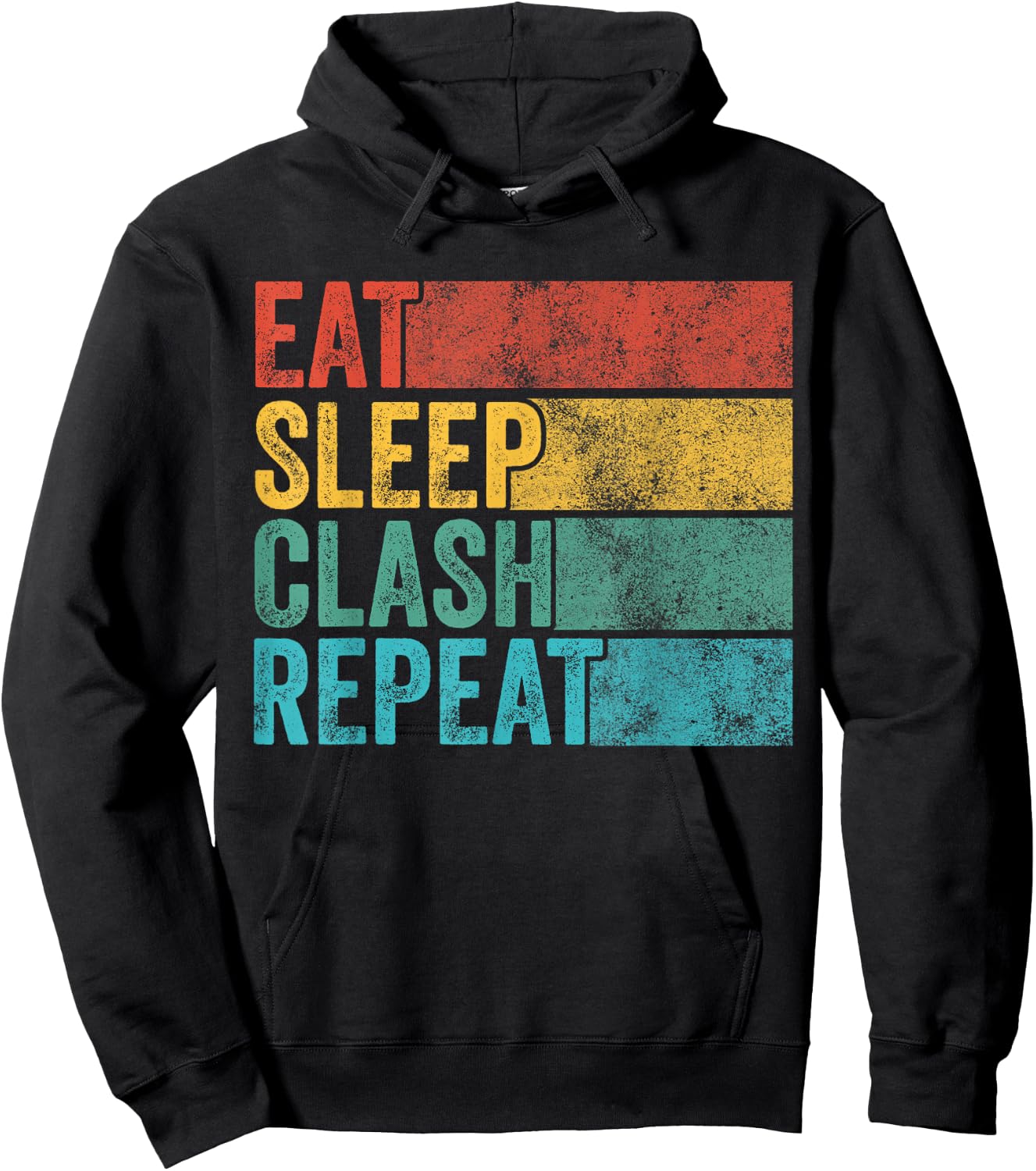Eat Sleep Clash Repeat Gaming Clans Funny Vintage Distressed Hoodie - Hoodie | Black