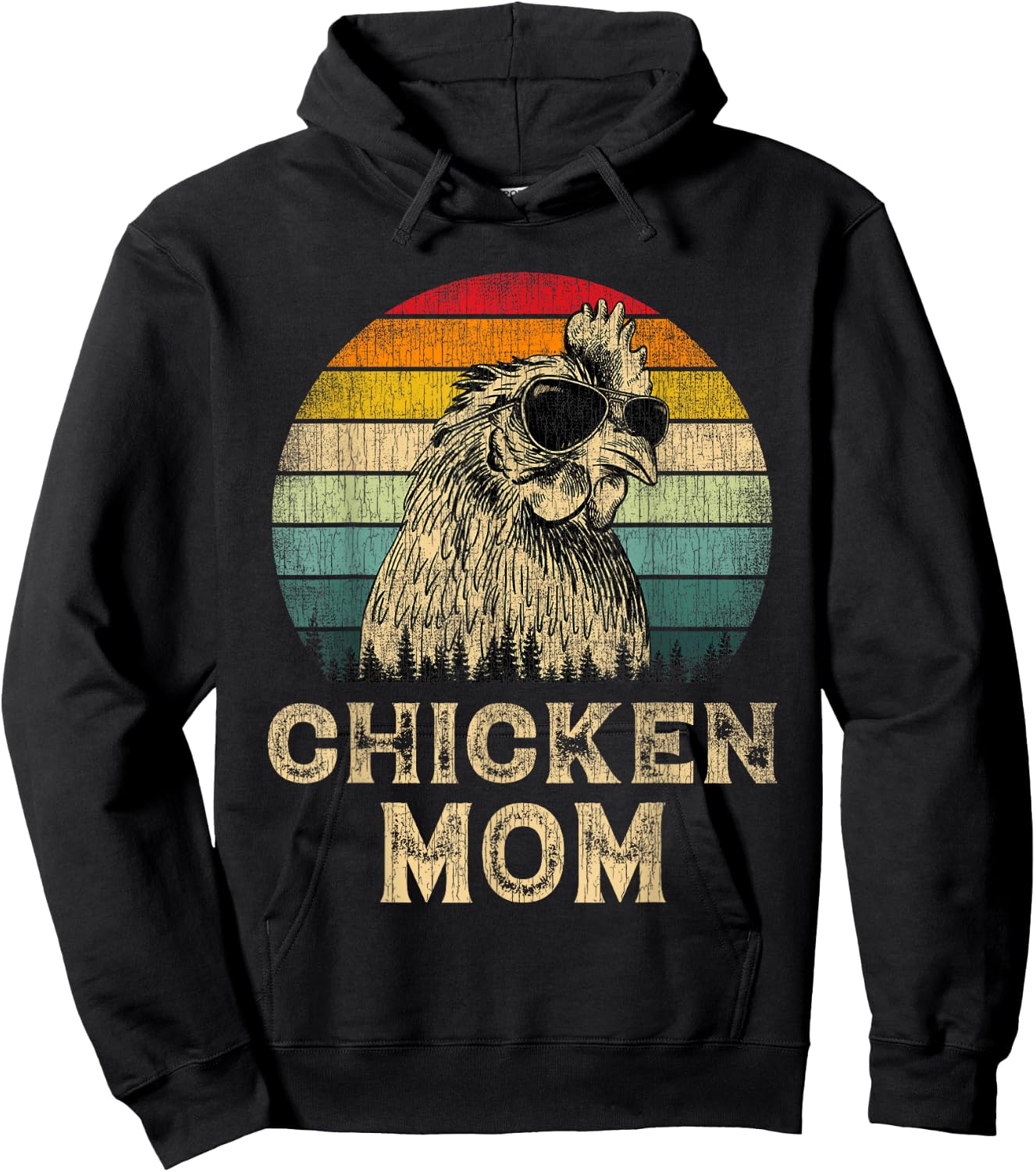 Vintage Chicken Mom Chicken Lovers Mommy Mother's Day Hoodie - Hoodie | Black