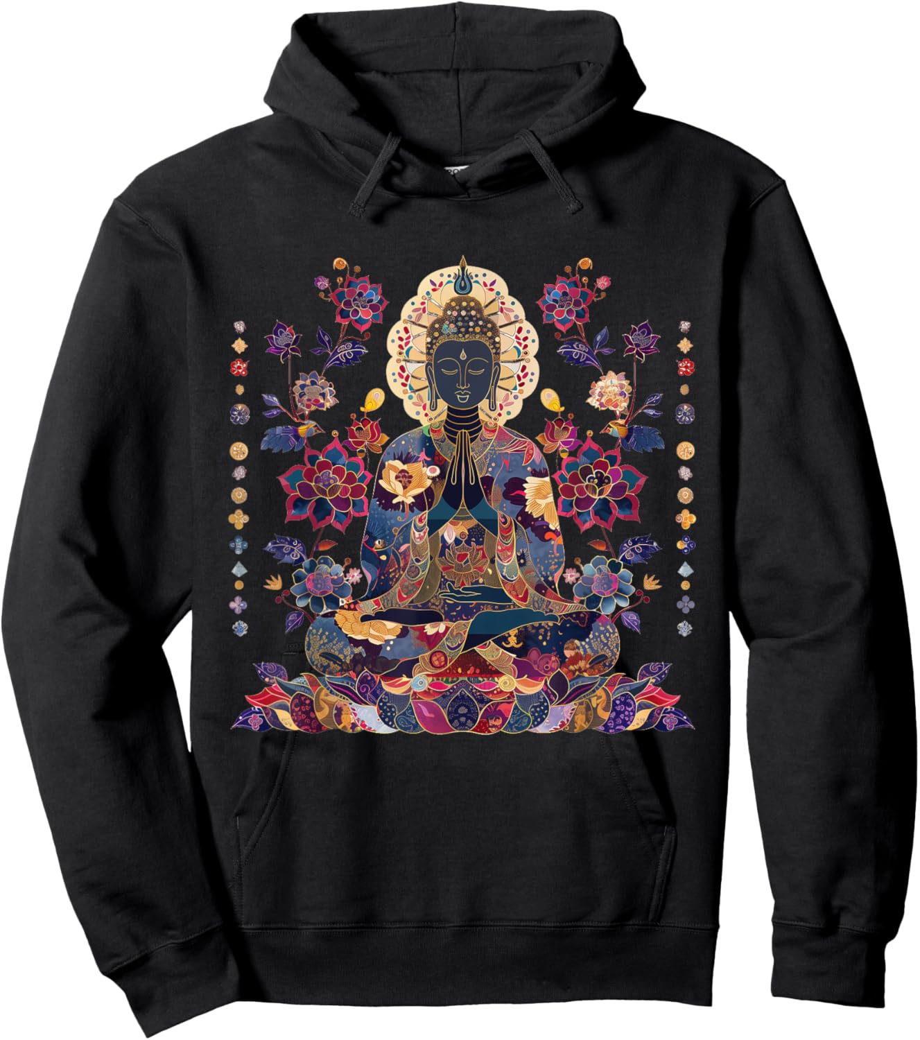 Buddha Vintage Flowers Zen Buddhism Spiritual Art Buddhist Hoodie - Hoodie | Black