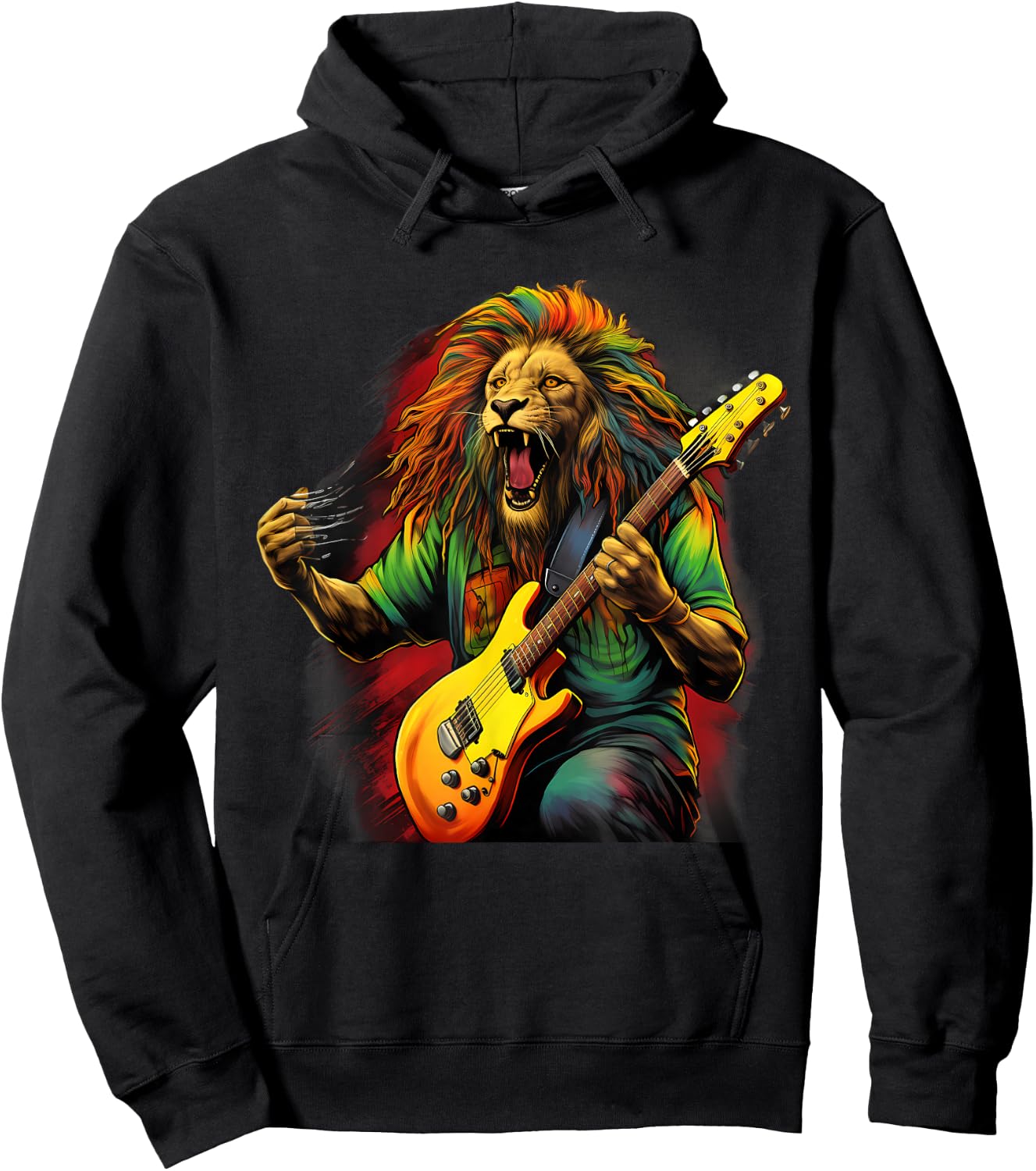 Rasta Reggae Lion Jamaican Roots Lion of Judah Reggae Music Hoodie - Hoodie | Black