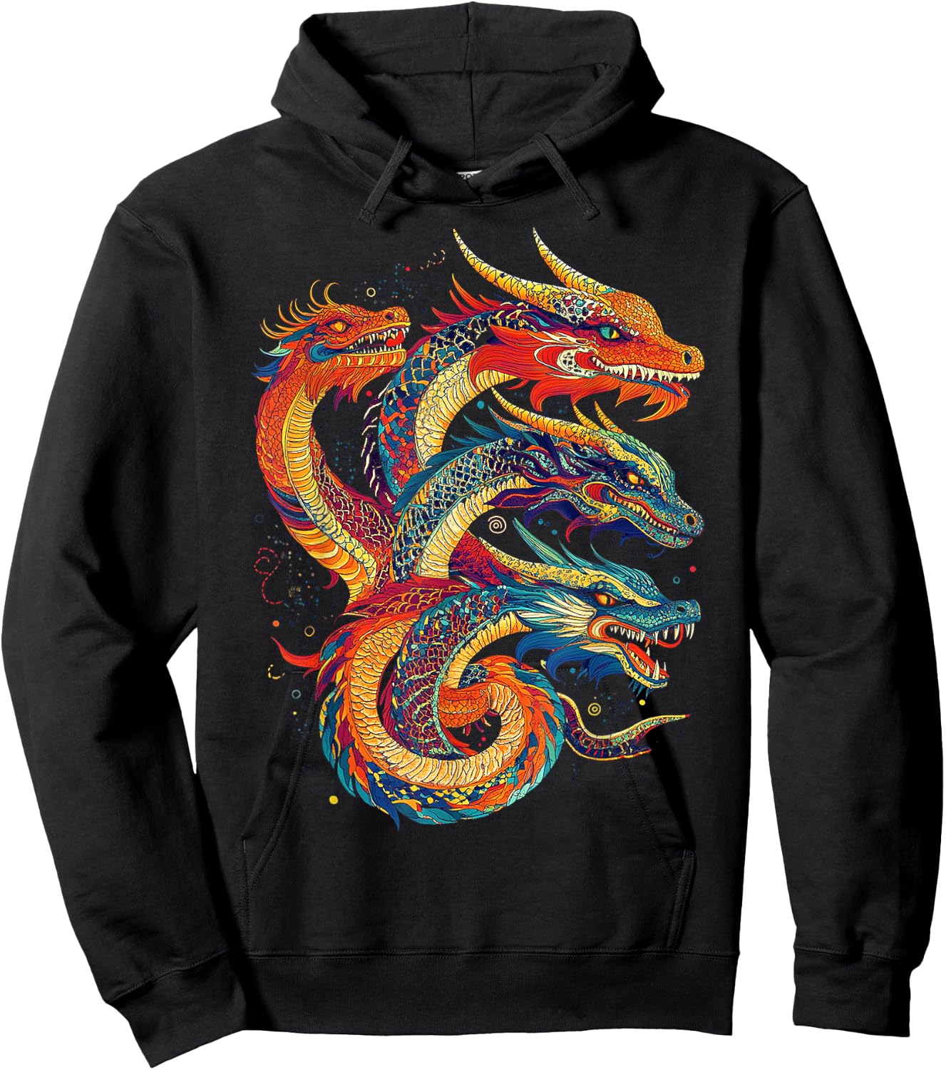 Hydra Dragon Graphic Mythical Art Hydra Dragon Hoodie - Hoodie | Black