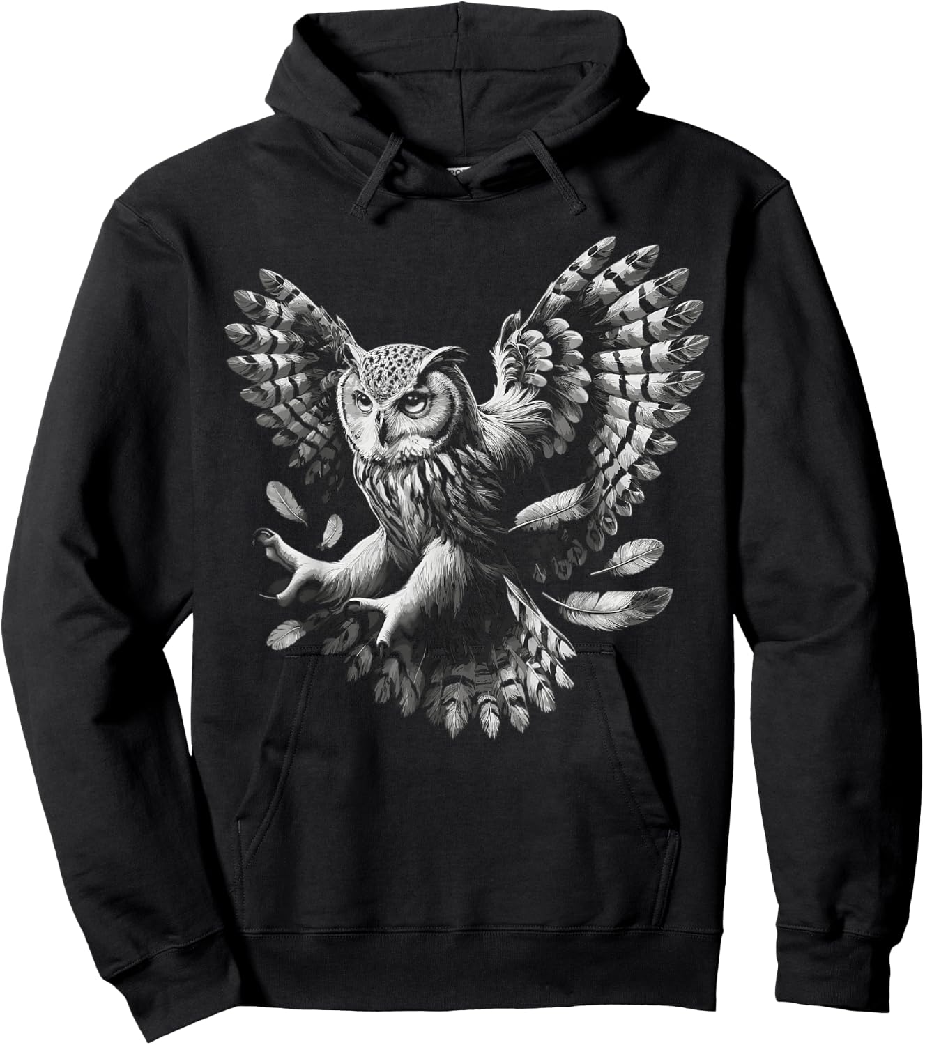 Owl Bird Art Animal Owl Hoodie - Hoodie | Black