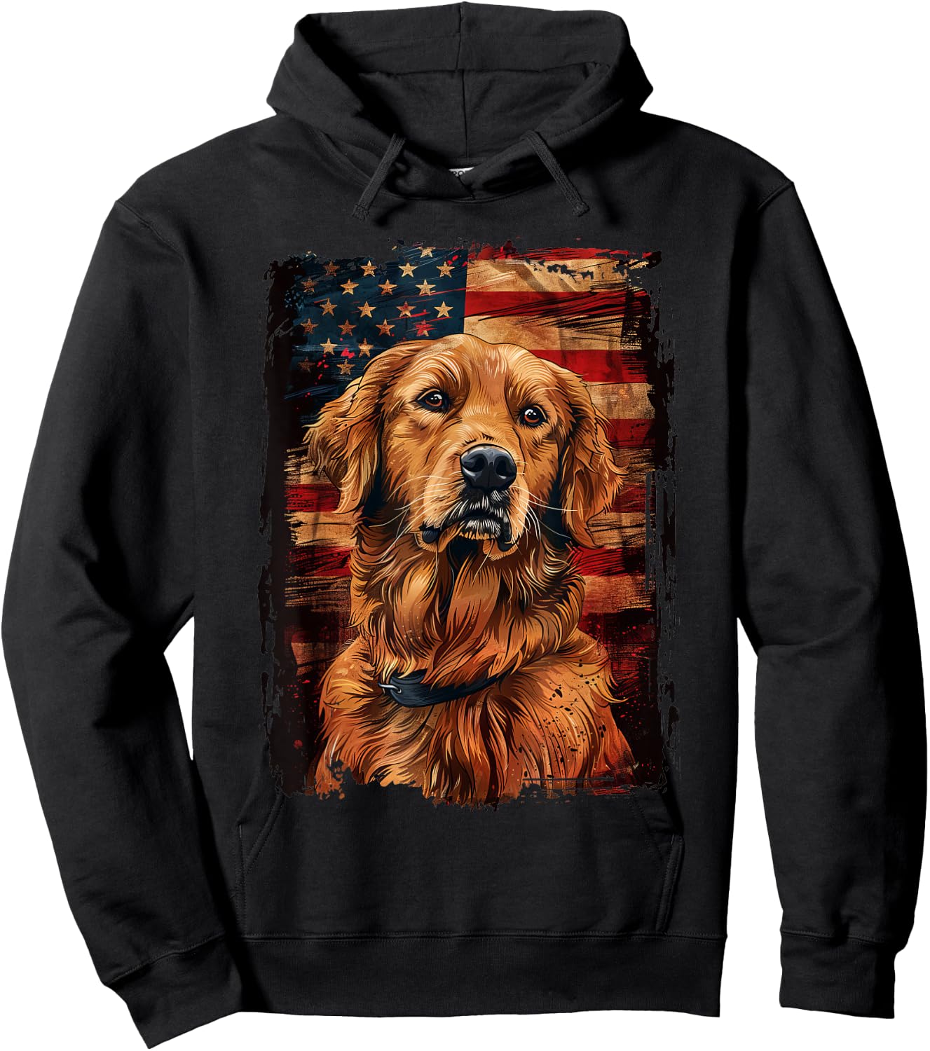Golden Retriever American Flag Hoodie - Hoodie | Black