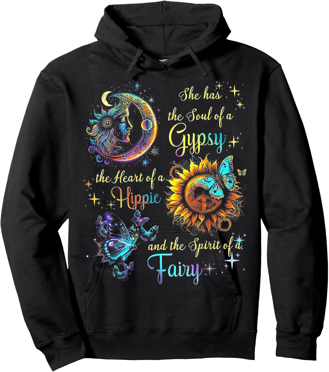 She Has She Soul Of A Gypsy The Heart Of A Hippie Hoodie - Hoodie | Black