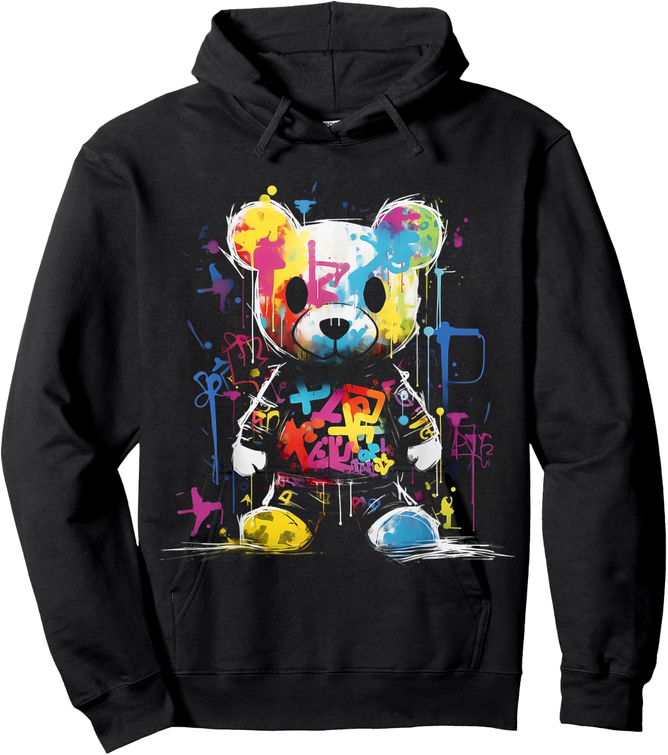 Bear Colorful Animal Graphic Artwork Bear Hoodie - Hoodie | Black