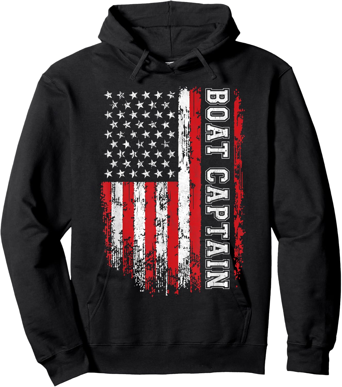 Boat Captain American Flag Boating Hoodie - Hoodie | Black