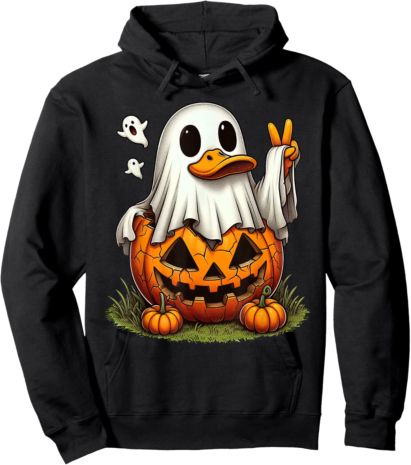 Funny Duck Boo Halloween Ghost Kids Hoodie - Hoodie | Black